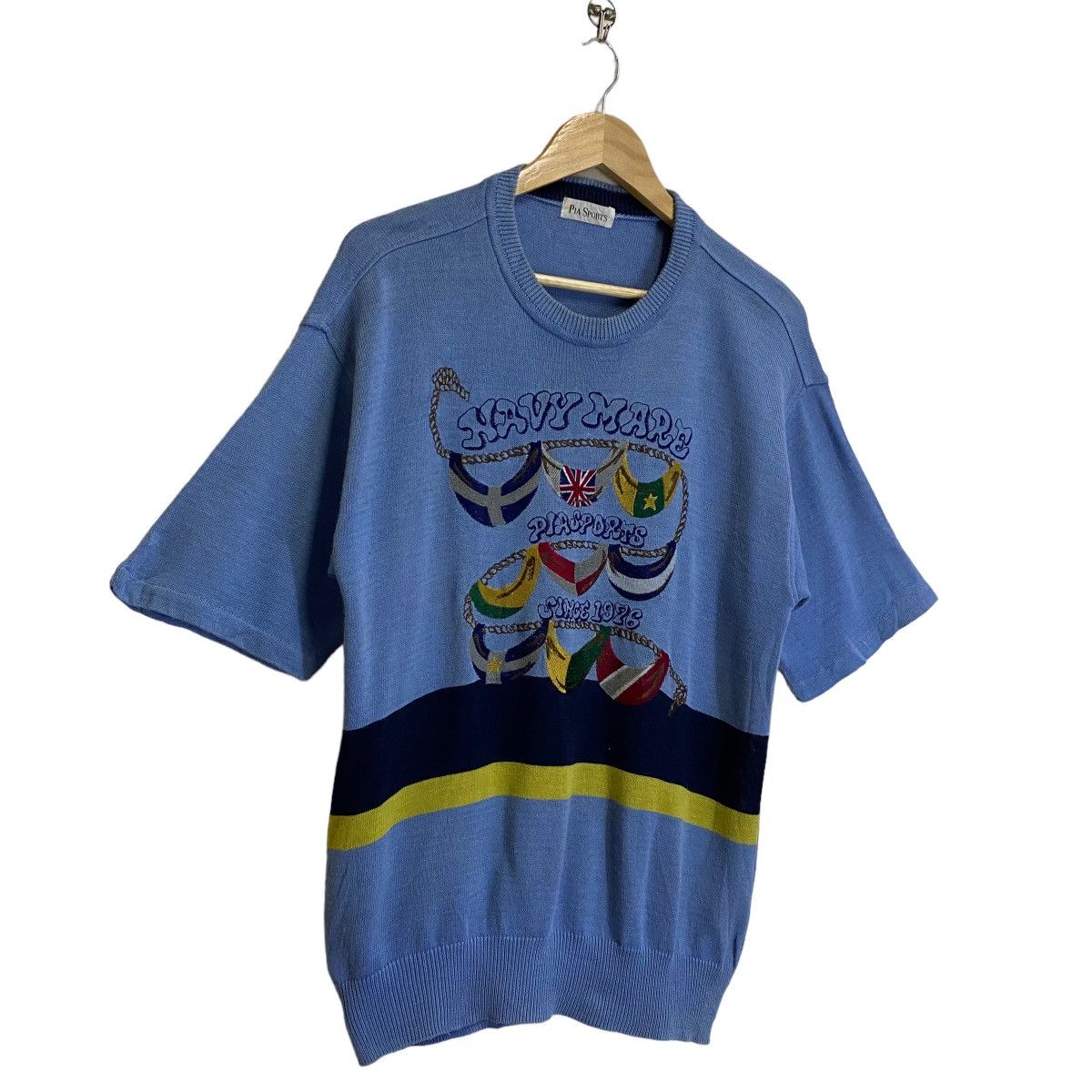 Aran Isles Knitwear PIA SPORTS BIG LOGO EMBROIDERED KNIT SHORTSLEEVE Size US M / EU 48-50 / 2 - 2 Thumbnail