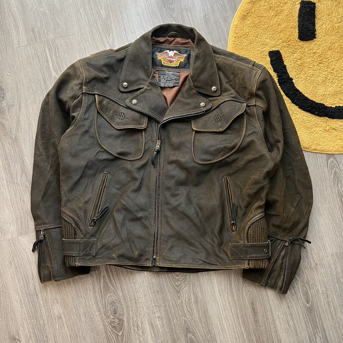 Leather Vintage Harley Davidson 2 pocket leather jacket Size US XXL / EU 58 / 5 - 1 Thumbnail
