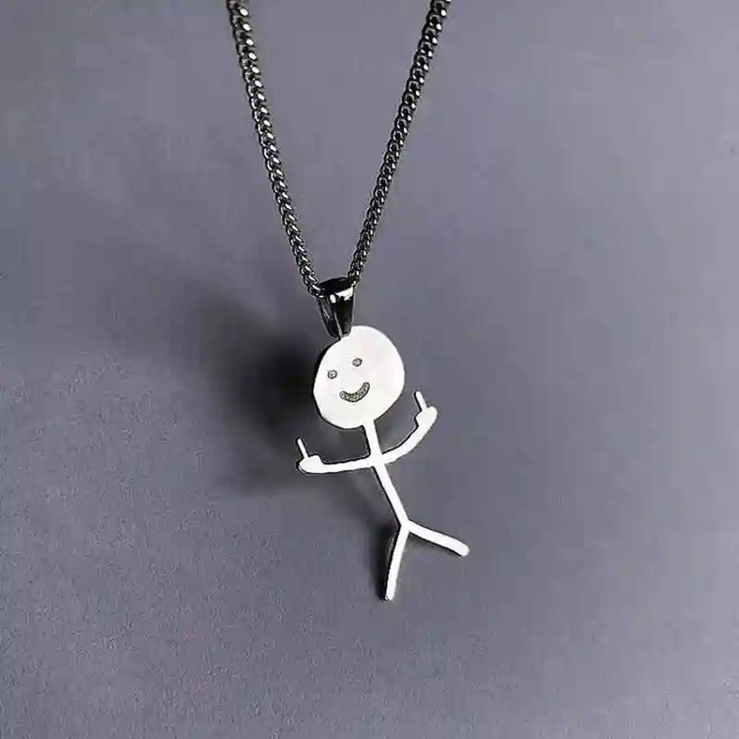 Jewelry × Vintage Fuck You Doodle Necklace Steel Middle Finger Size ONE SIZE - 2 Thumbnail