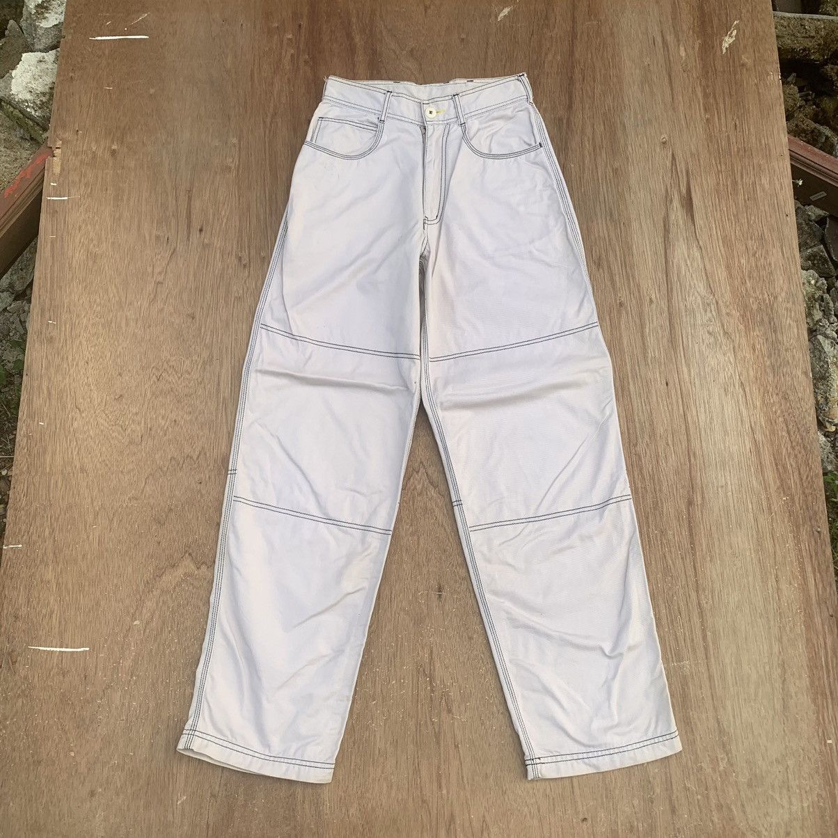image of Skategang Double Knee Japanese Vintage Trousers Skate Gang Baggy Pants in Beige, Men's (Size 26)