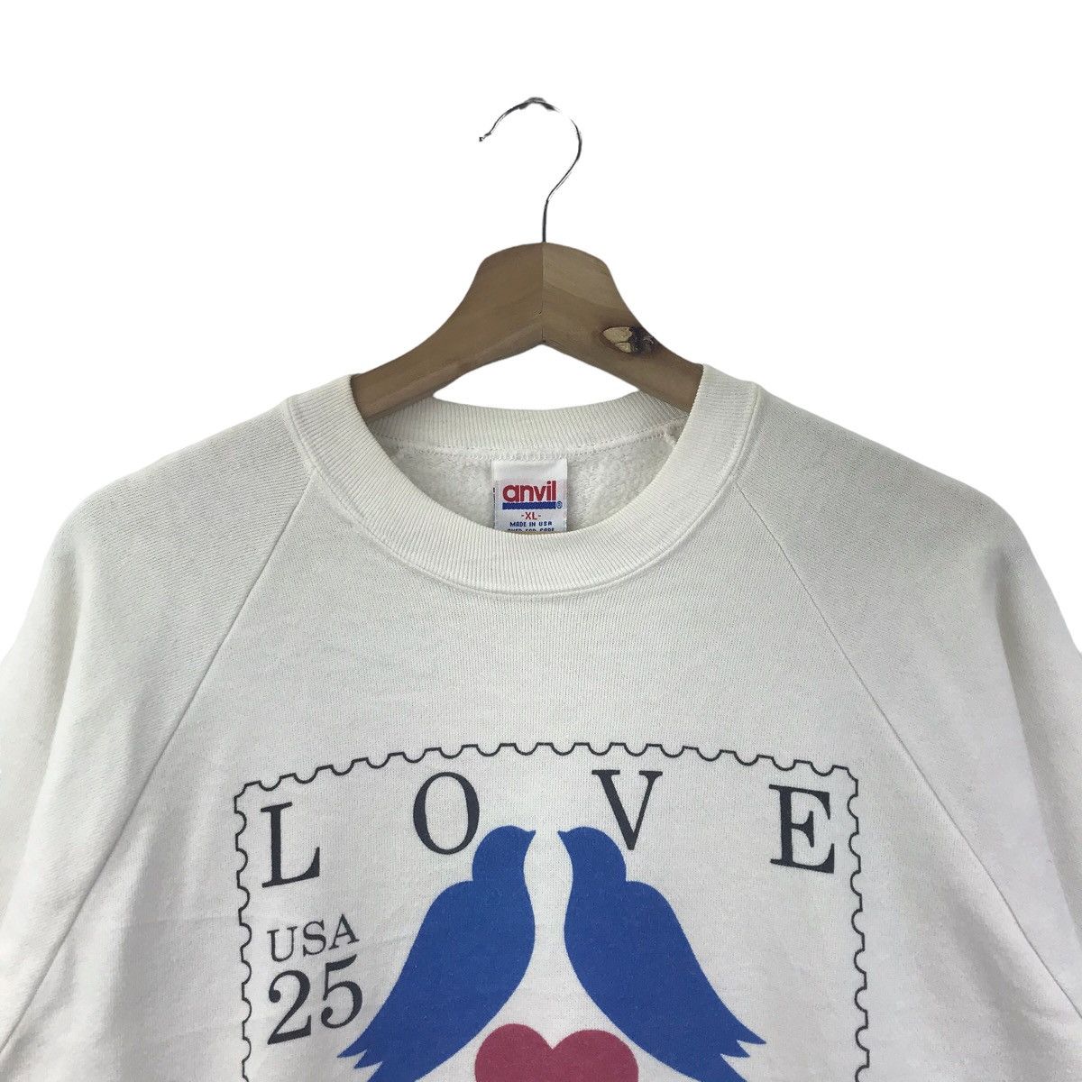 Vintage 90s top STAMP LOVE USA 25c White Sweatshirt