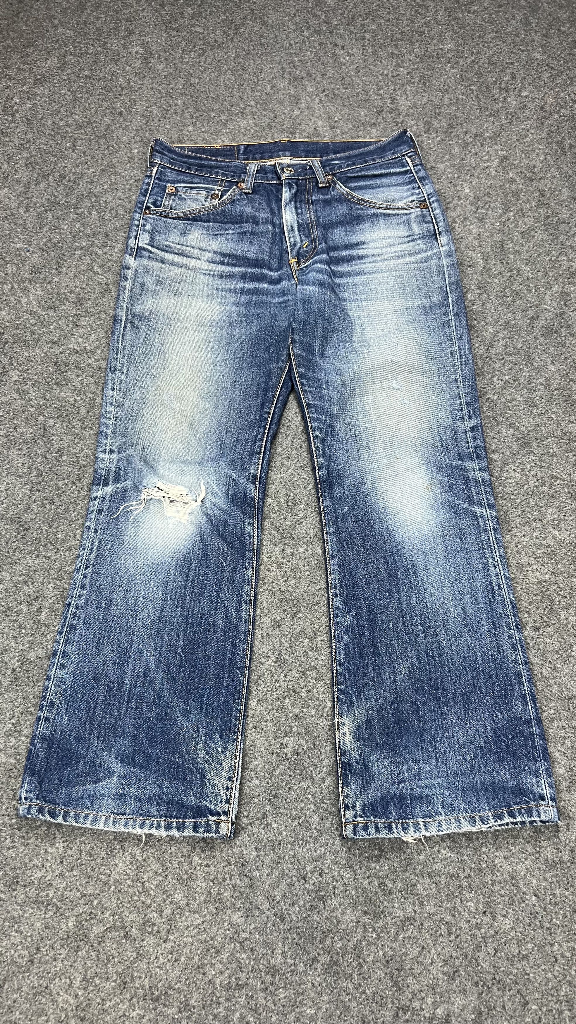 image of Distressed Denim x Levis Blue Faded Levi's 517 Light Wash Bootcutjeans, Men's (Size 29)