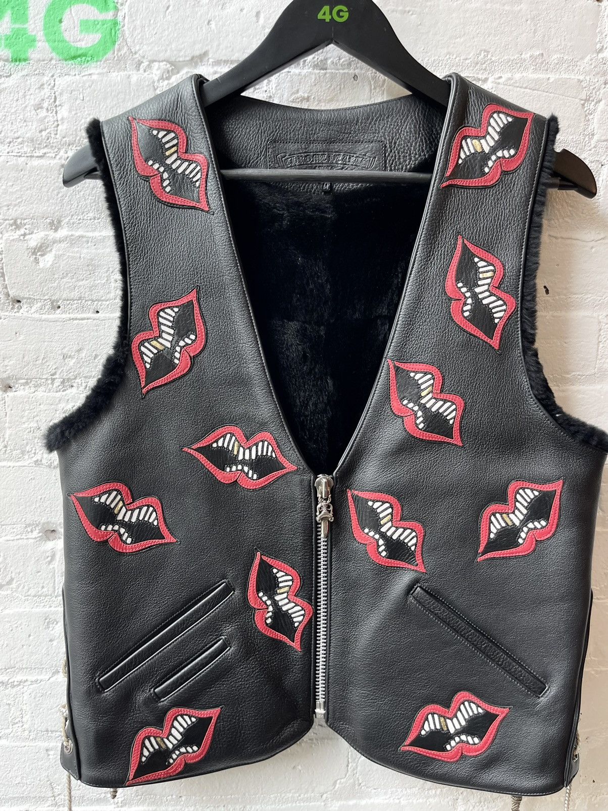 image of Chrome Hearts 1/1 Matty Boy Mink Leather Vest Jacket in Black, Men's (Size Medium)