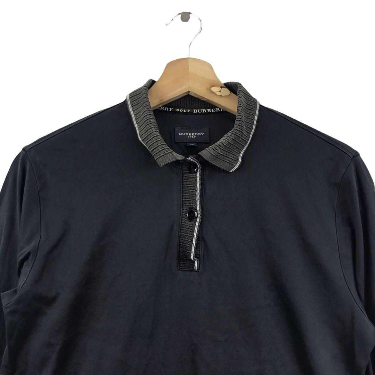 Burberry BURBERRY GOLF London Black Collar Long Sleeve T Shirt Size US M / EU 48-50 / 2 - 2 Thumbnail