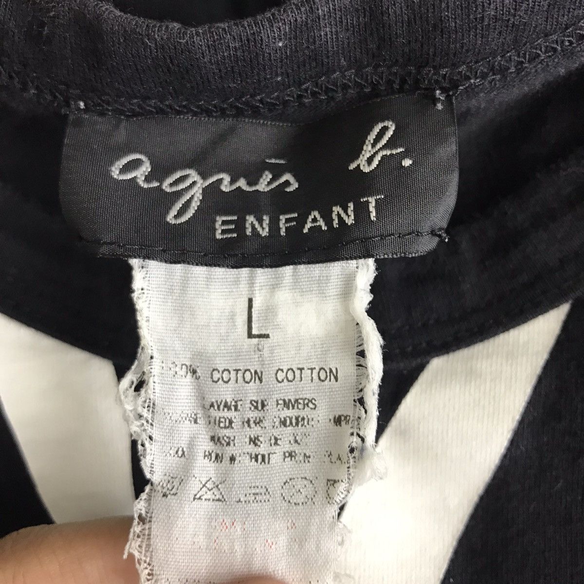 agnes b. AGNES B ENFANT France Designer Black Long Sleeve T Shirt Size US L / EU 52-54 / 3 - 4 Thumbnail