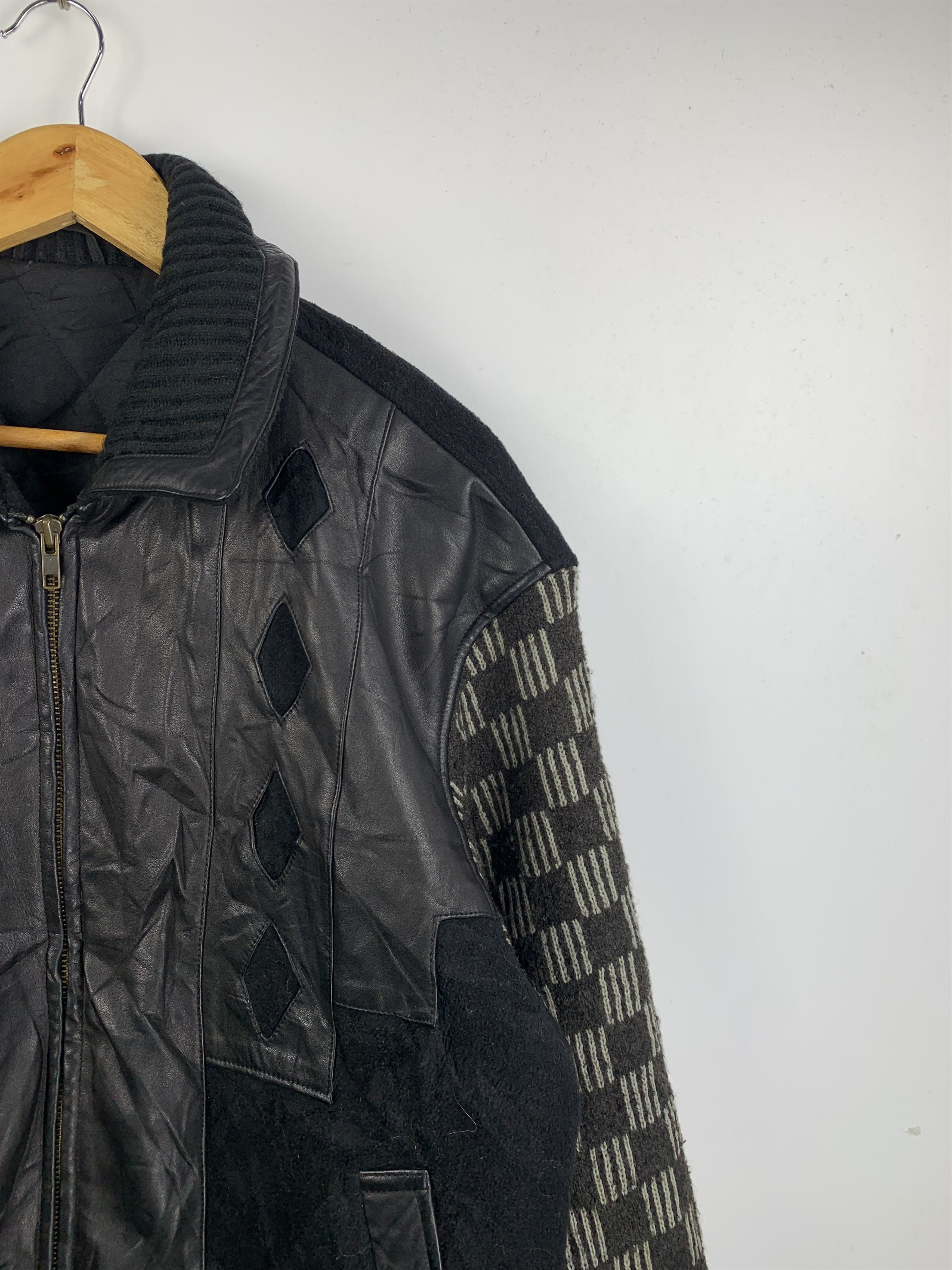Japanese Brand Vintage Phorika Checkered Fleece Sleeve Zip Up Bomber Jacket Size US L / EU 52-54 / 3 - 4 Thumbnail