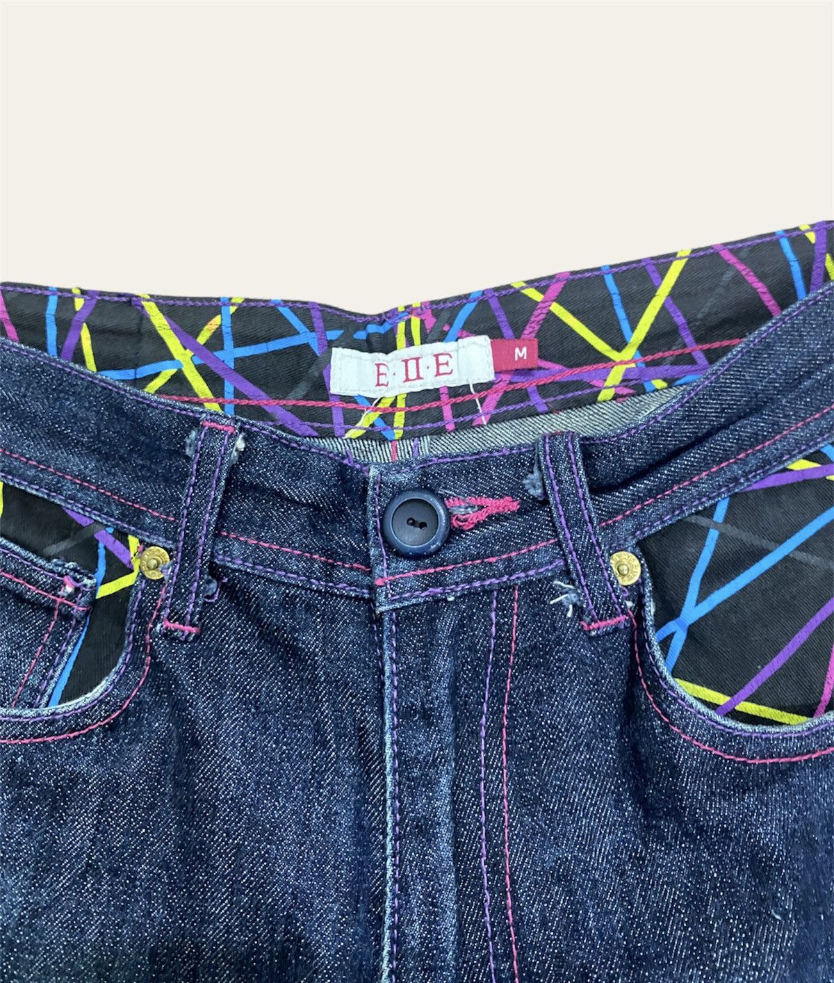 Japanese Brand FAMOUS ELLE CALOURFUL POCKET AND LEG DENIM PANT Size US 28 / EU 44 - 7 Thumbnail