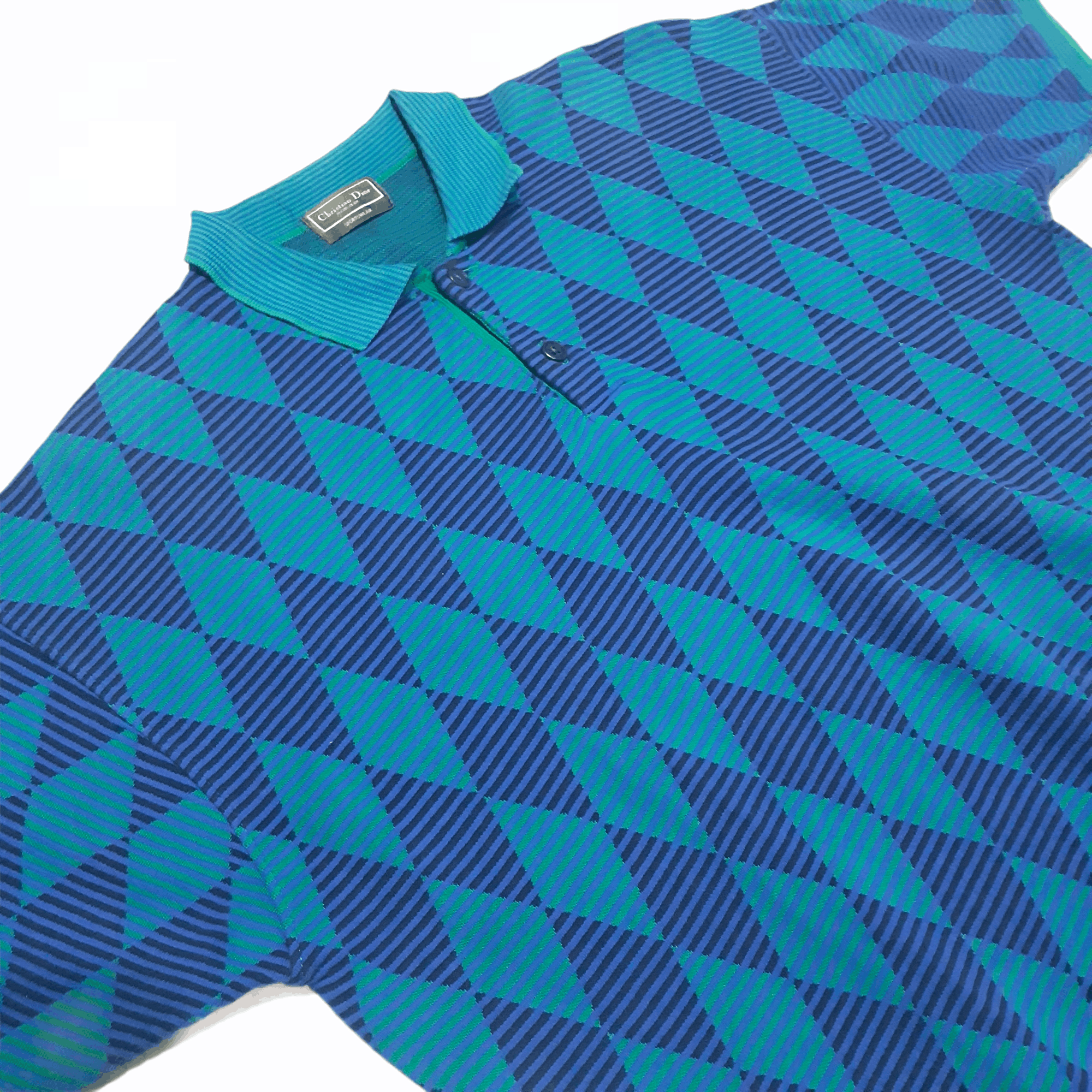 Christian Dior Monsieur × Vintage Vintage Christian Dior Polo Knitted Short Shirt Diamond 3D Size US M / EU 48-50 / 2 - 2 Thumbnail