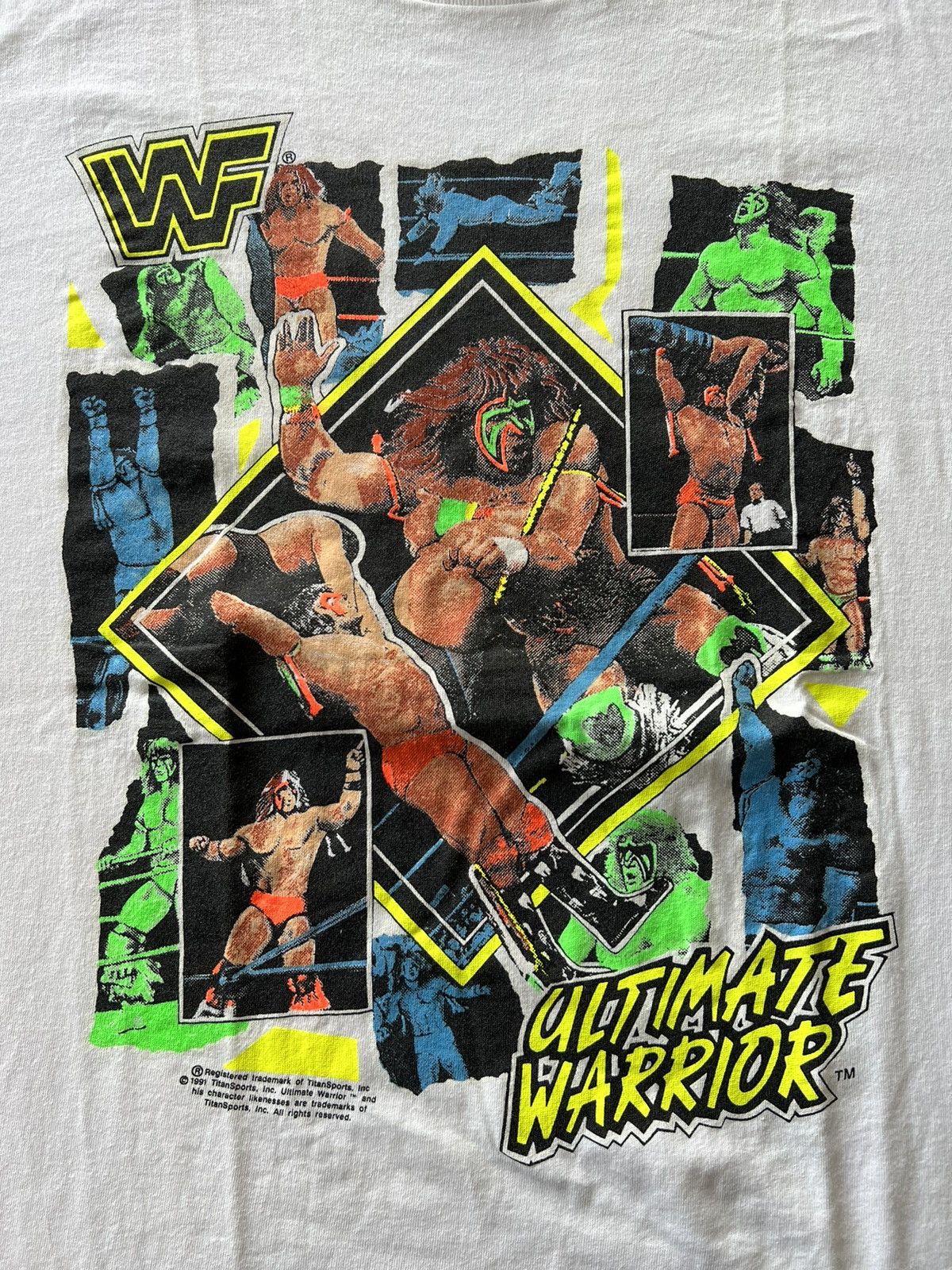 Vintage Vintage 1991 Ultimate Warrior WWF WWE White Tee (Stone Cold) Size US L / EU 52-54 / 3 - 4 Thumbnail