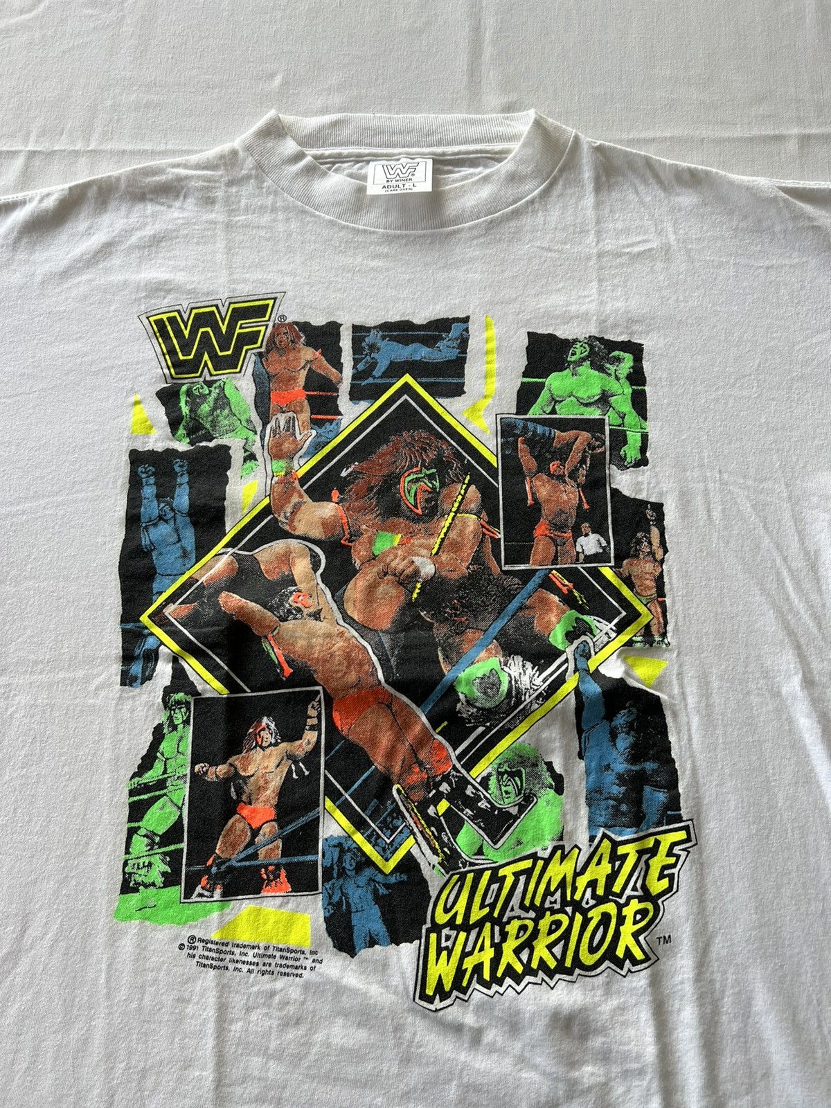 Vintage Vintage 1991 Ultimate Warrior WWF WWE White Tee (Stone Cold) Size US L / EU 52-54 / 3 - 3 Thumbnail