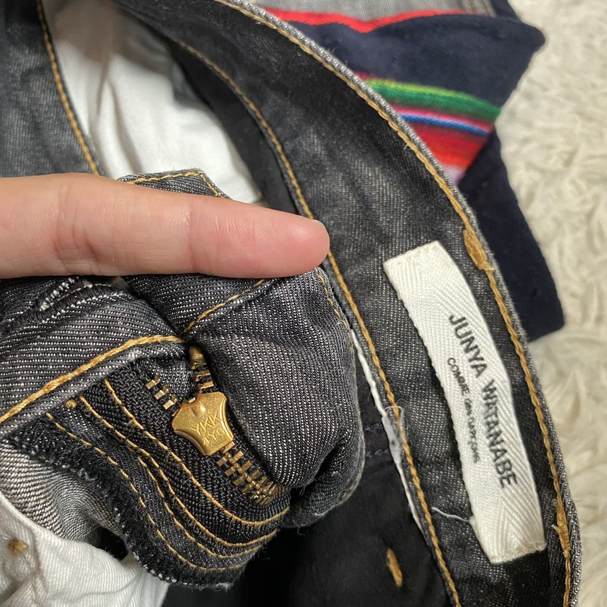 Comme des Garcons × Junya Watanabe Junya Watanabe Two Sided Navajo & Jeans Drop Crotch Pants Size US 29 - 7 Thumbnail