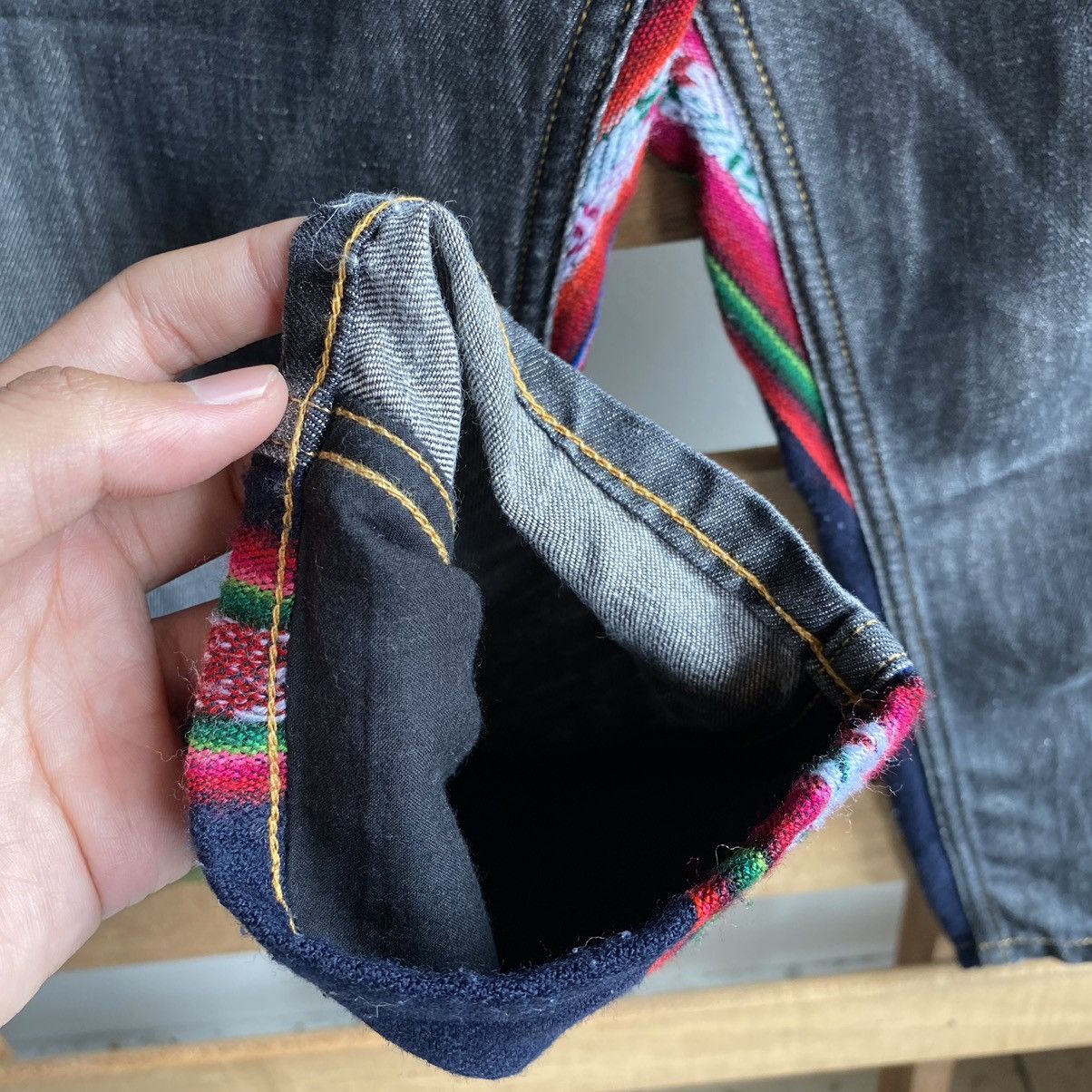 Comme des Garcons × Junya Watanabe Junya Watanabe Two Sided Navajo & Jeans Drop Crotch Pants Size US 29 - 6 Thumbnail