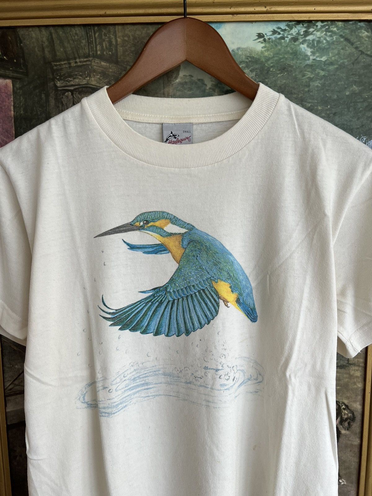 Band Tees Vintage 90s Harlequin Kolibri Trochilidae Bird White Tee Size US S / EU 44-46 / 1 - 3 Thumbnail