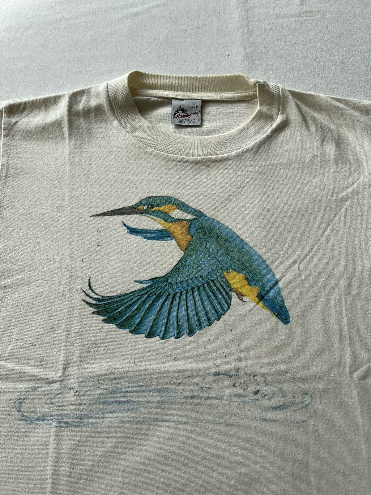 Band Tees Vintage 90s Harlequin Kolibri Trochilidae Bird White Tee Size US S / EU 44-46 / 1 - 4 Thumbnail