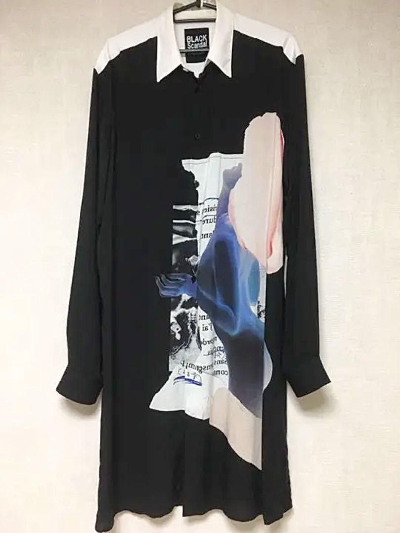 Pre-owned Yohji Yamamoto 18aw Black Scandal Nude Print Long Shirt