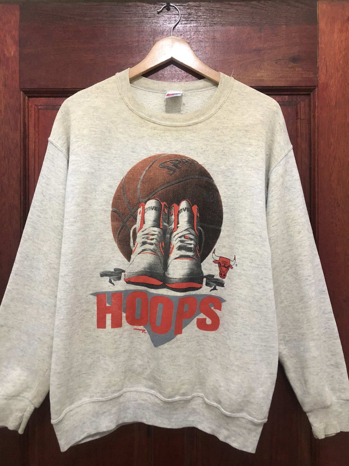 image of Vintage 1991 Swingster X Nba X Chicago Bulls Sweatshirt in Light White, Men's (Size Large)