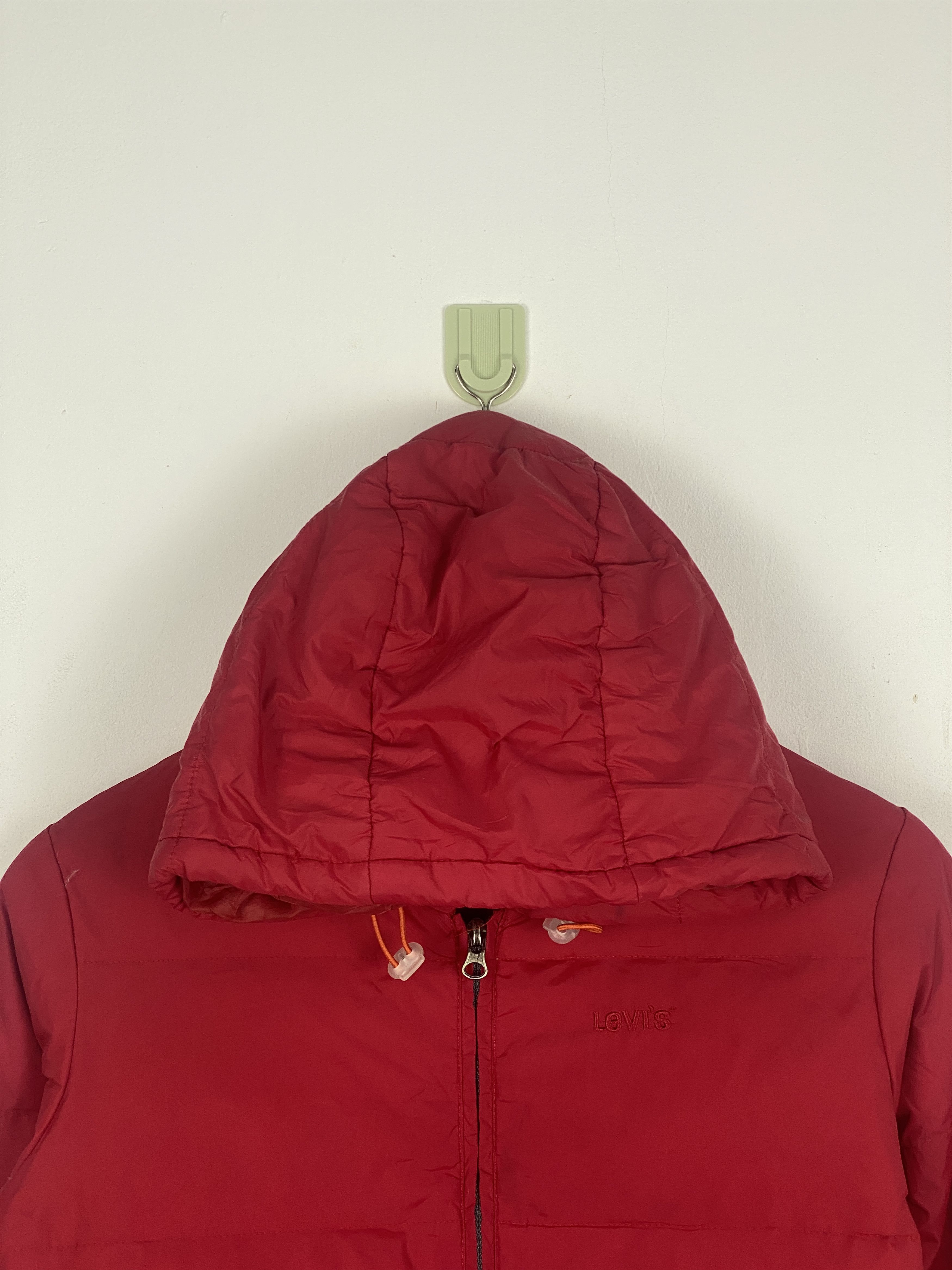 Levi's Vintage 90s Levi`S Hoodie Red Puffer Down Jacket Size US L / EU 52-54 / 3 - 2 Thumbnail