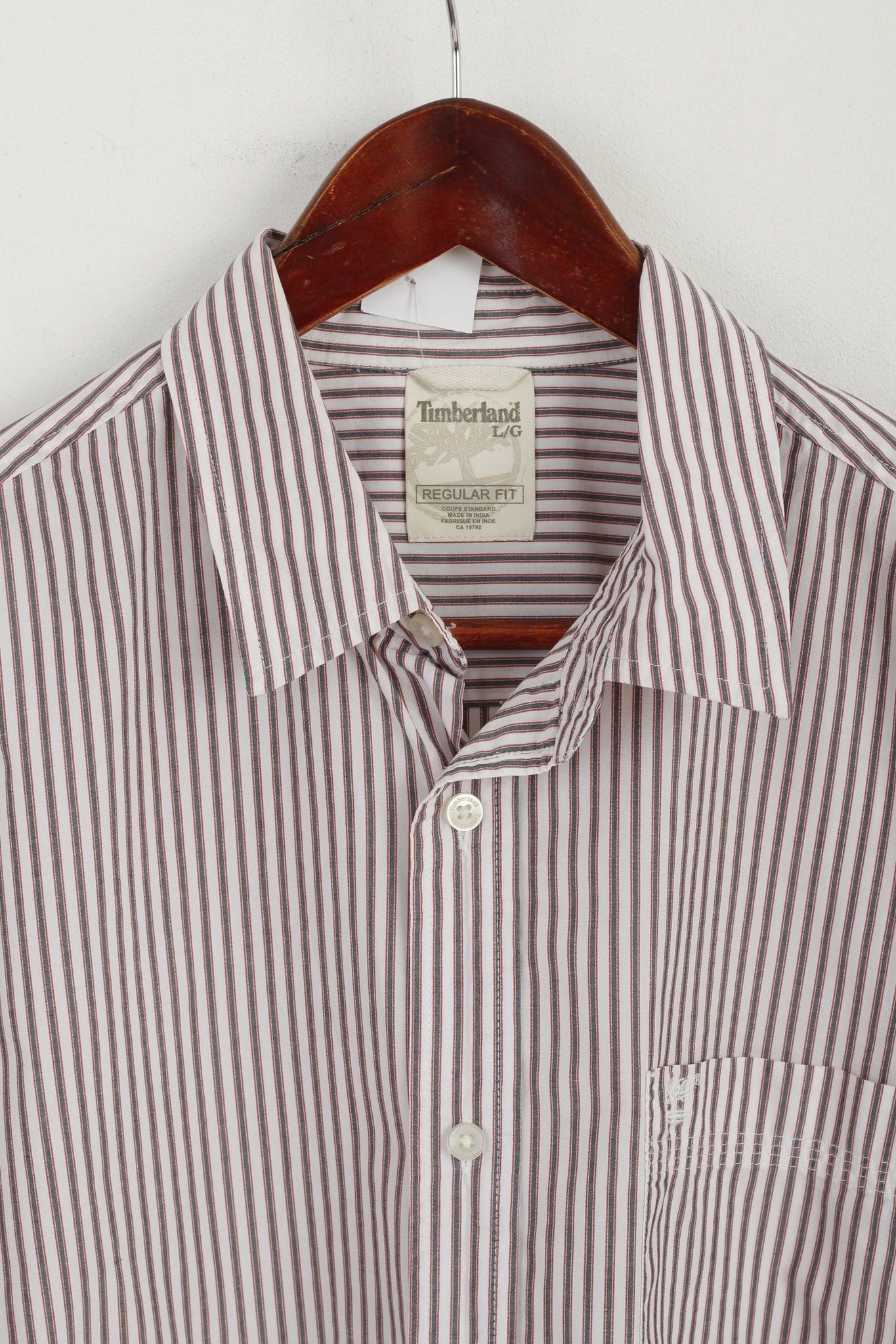 Timberland Timberland Men L Casual Shirt White Navy Striped 6434 Size US L / EU 52-54 / 3 - 2 Thumbnail