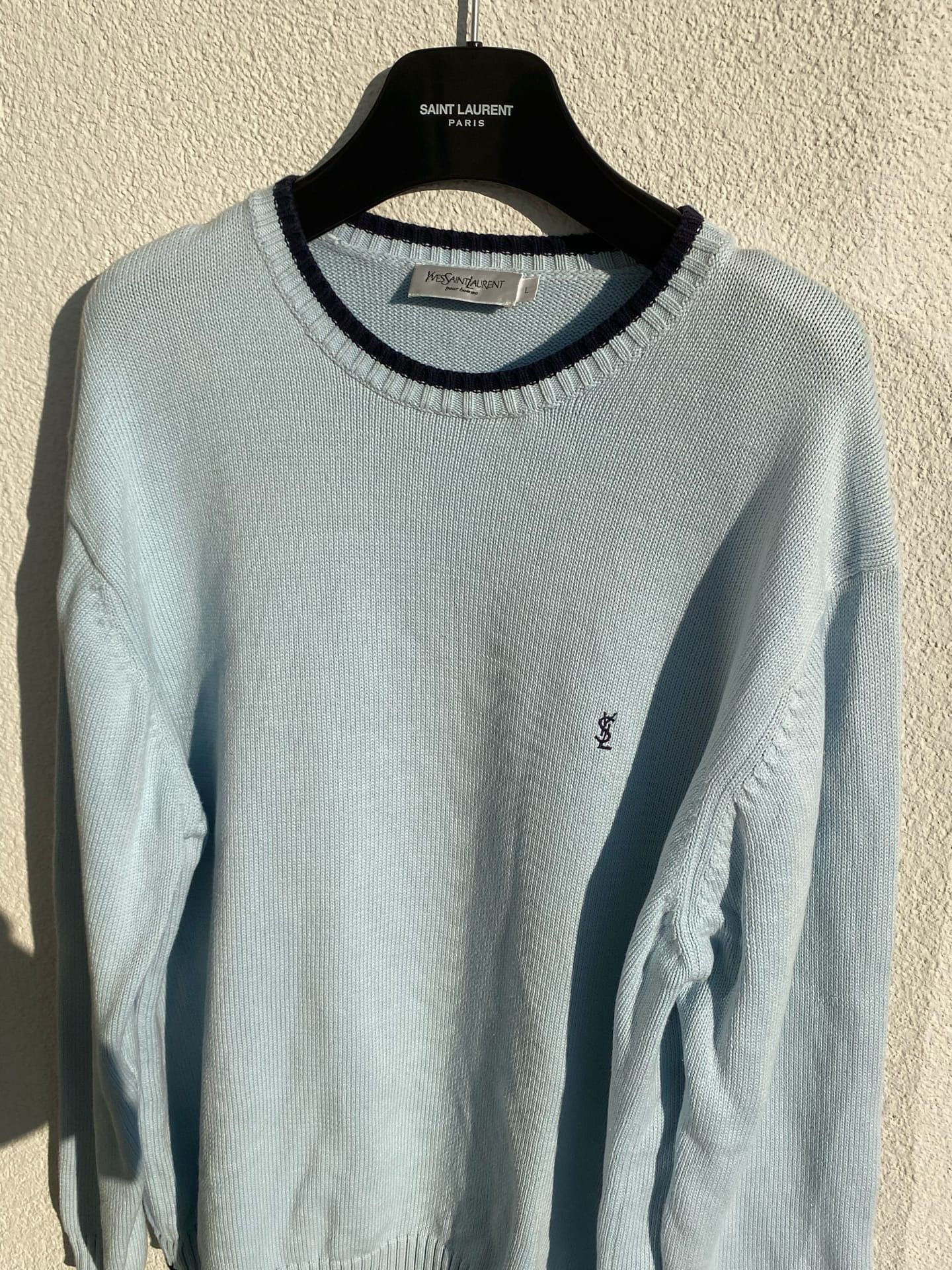 【素敵なデザイン❗️】Yves Saint Laurent 青 セーター Y2K YVES SAINT ロゴ LAURENT サンローラン 青 YSL セーター - メルカリ