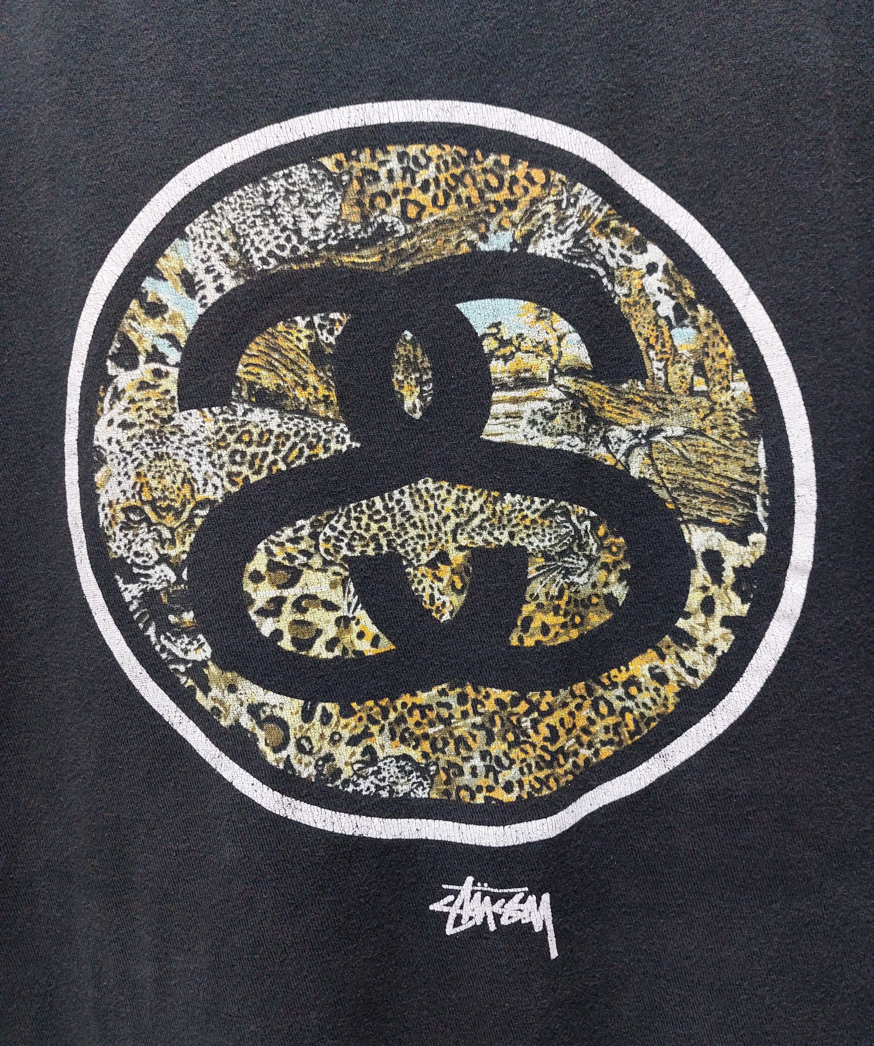 Stussy × Vintage 💥Vintage Stussy Leopard Stripes Logo Sun Faded Size US XL / EU 56 / 4 - 7 Thumbnail