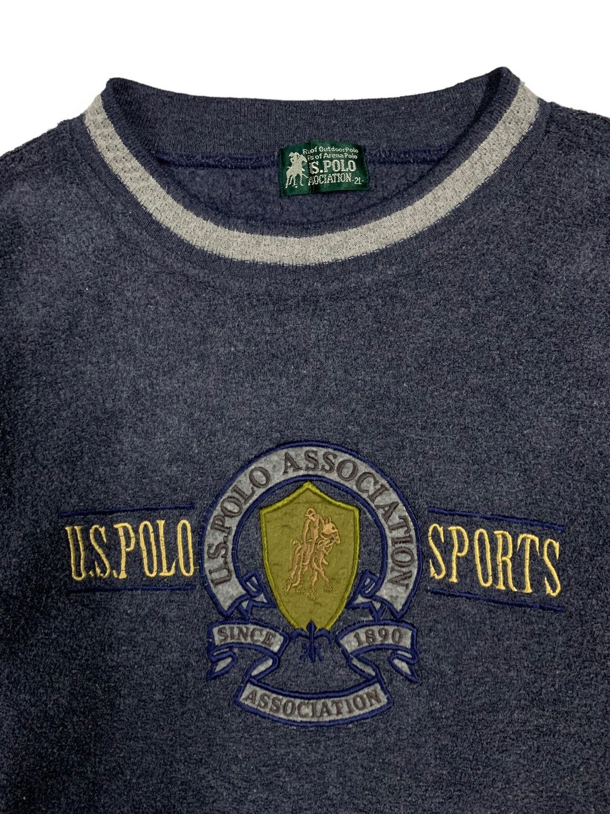 U.S. Polo Assn. Vintage US Polo Assn Embroidered Spell Out Logo Sweatshirt Size US L / EU 52-54 / 3 - 4 Thumbnail