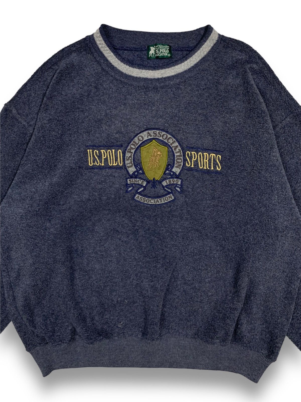 U.S. Polo Assn. Vintage US Polo Assn Embroidered Spell Out Logo Sweatshirt Size US L / EU 52-54 / 3 - 3 Thumbnail