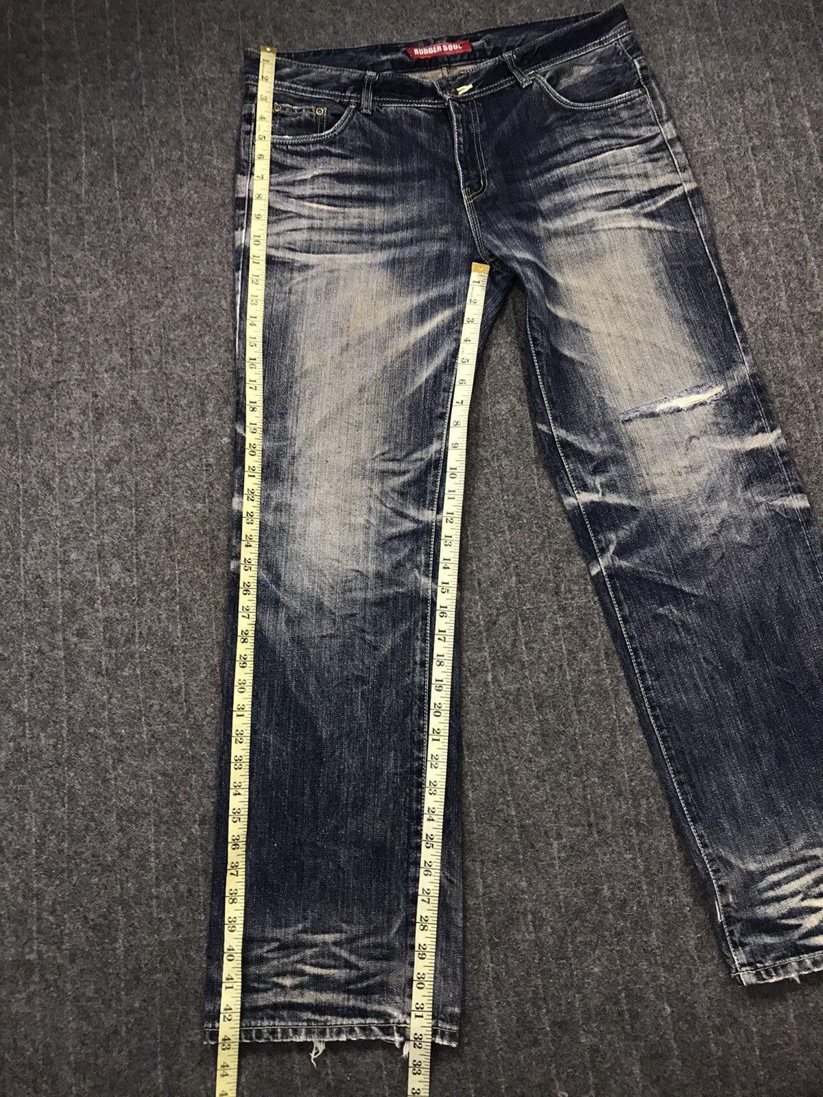 Japanese Brand × Vintage Vintage Rubber Soul Distressed Denim Jeans Style Size US 37 - 17 Thumbnail