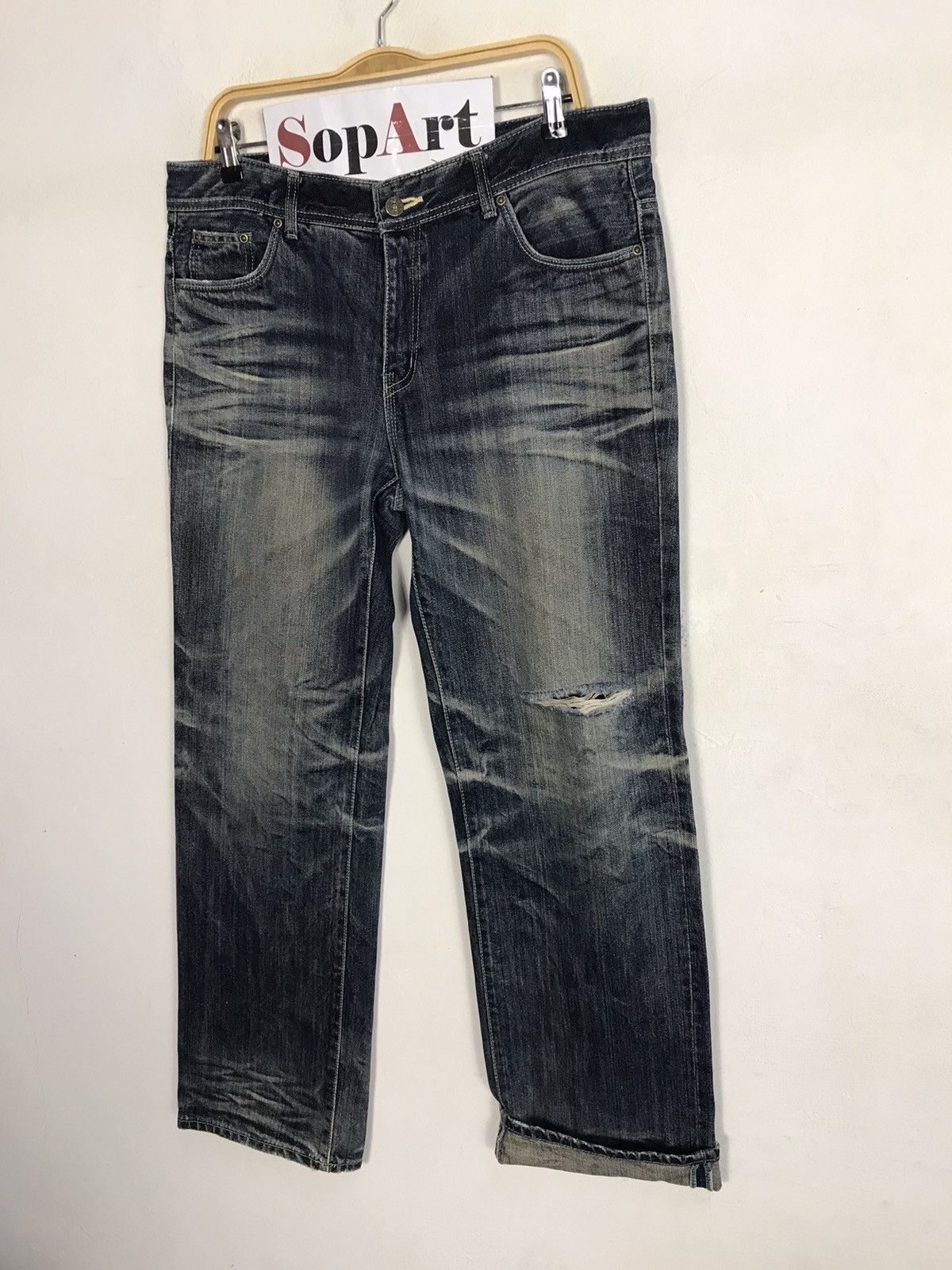 Japanese Brand × Vintage Vintage Rubber Soul Distressed Denim Jeans Style Size US 37 - 4 Thumbnail
