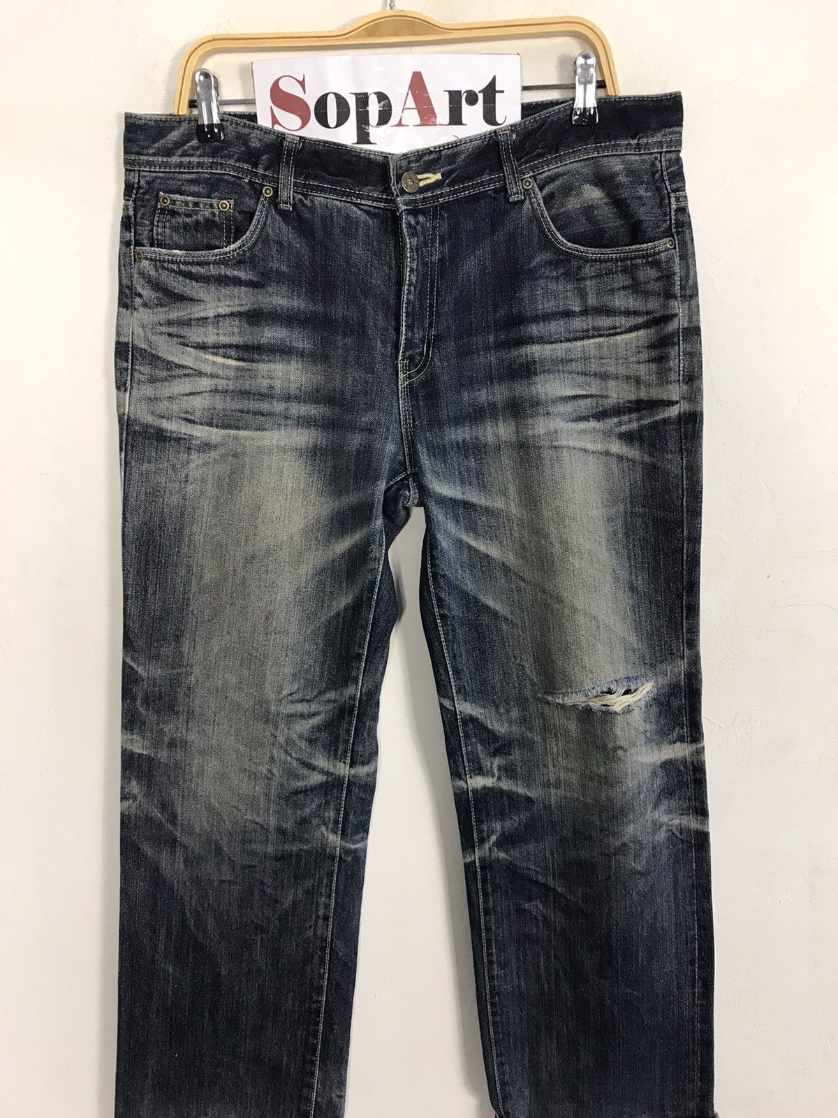 Japanese Brand × Vintage Vintage Rubber Soul Distressed Denim Jeans Style Size US 37 - 3 Thumbnail