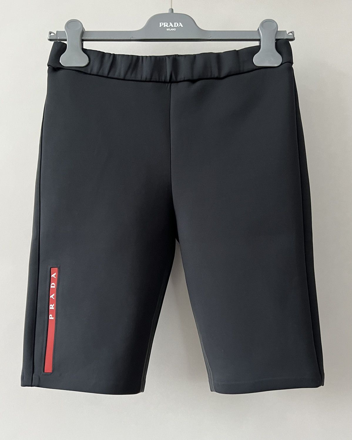 image of Prada Sport Neoprene Shorts in Black, Women's (Size 27)