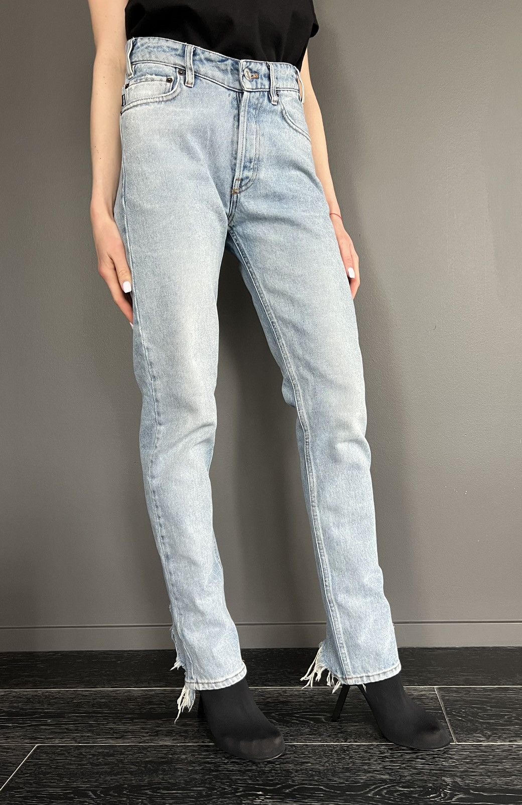 image of Balenciaga Distressed Jeans in White, Women's (Size 26)