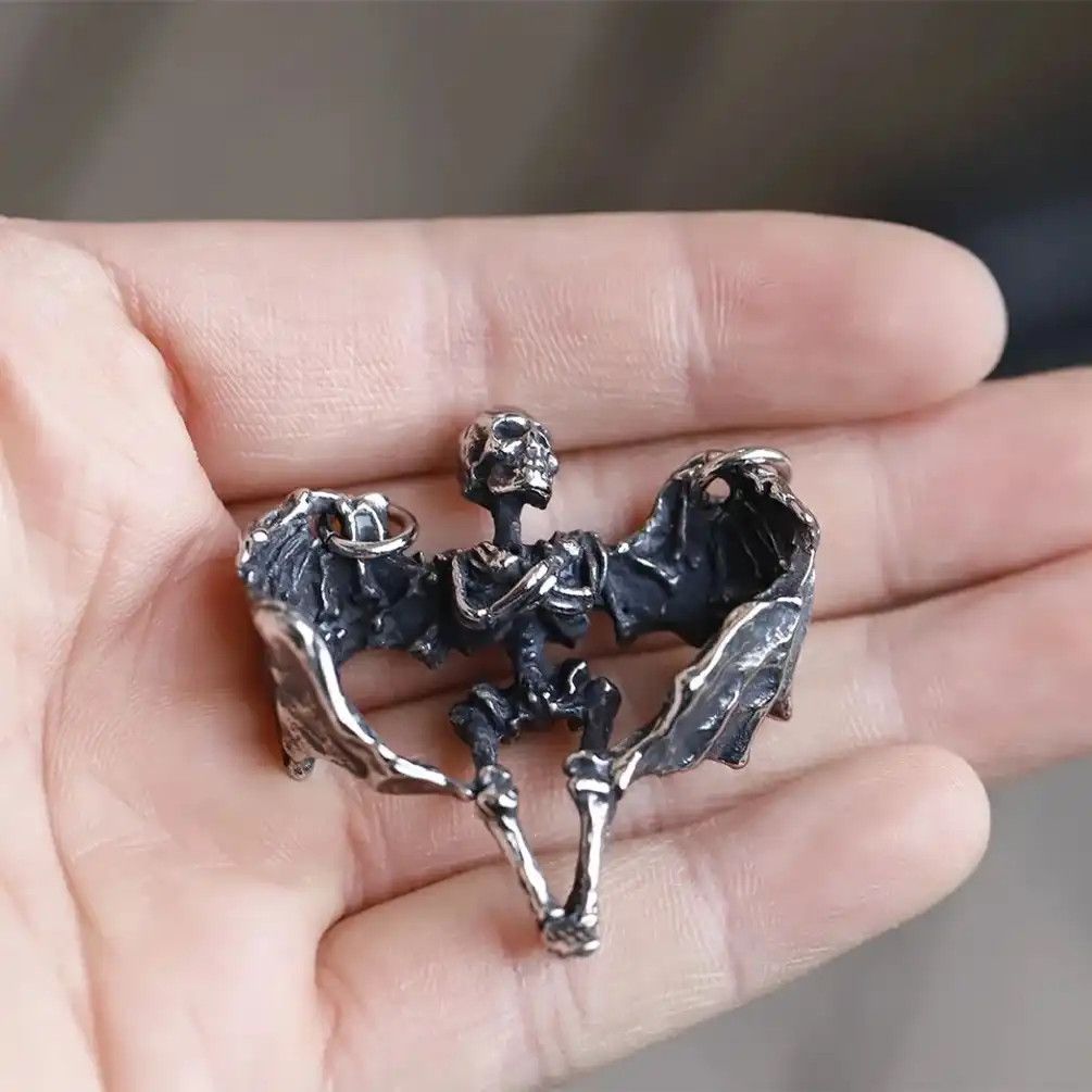 Jewelry Gothic Skull Wing Pendant Necklaces Size ONE SIZE - 2 Thumbnail