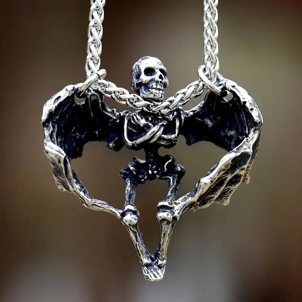 Jewelry Gothic Skull Wing Pendant Necklaces Size ONE SIZE - 1 Thumbnail