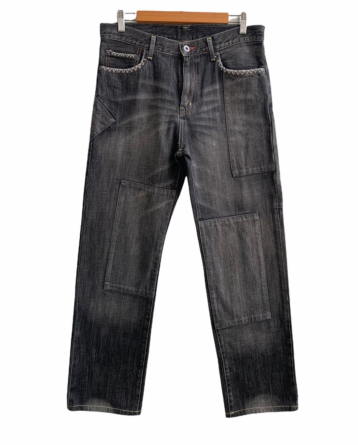 Japanese Brand Vintage Uniqlo Patch Work Denim Jeans Size US 32 / EU 48 - 1 Thumbnail