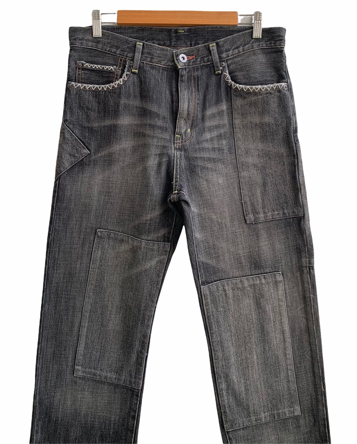 Japanese Brand Vintage Uniqlo Patch Work Denim Jeans Size US 32 / EU 48 - 5 Thumbnail
