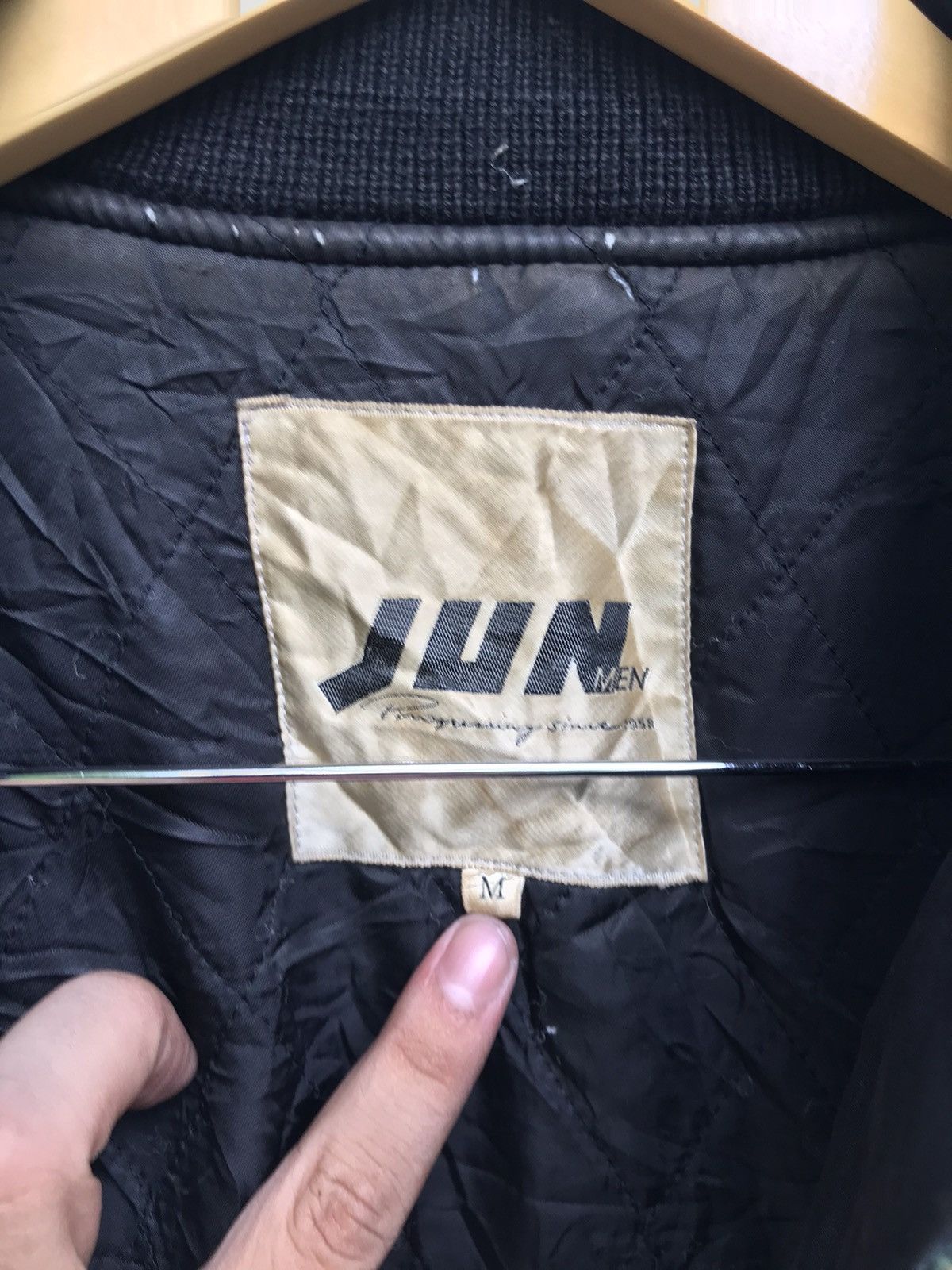 JUN MEN 🔥Junmen Sleeve Leather Big Logo Bomber Varsity Jacket Size US S / EU 44-46 / 1 - 11 Thumbnail