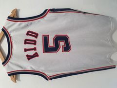VINTAGE 1990'S NEW JERSEY NETS STARTER ALL OVER PRINT JERSEY SZ.L YOUTH  BROOKLYN