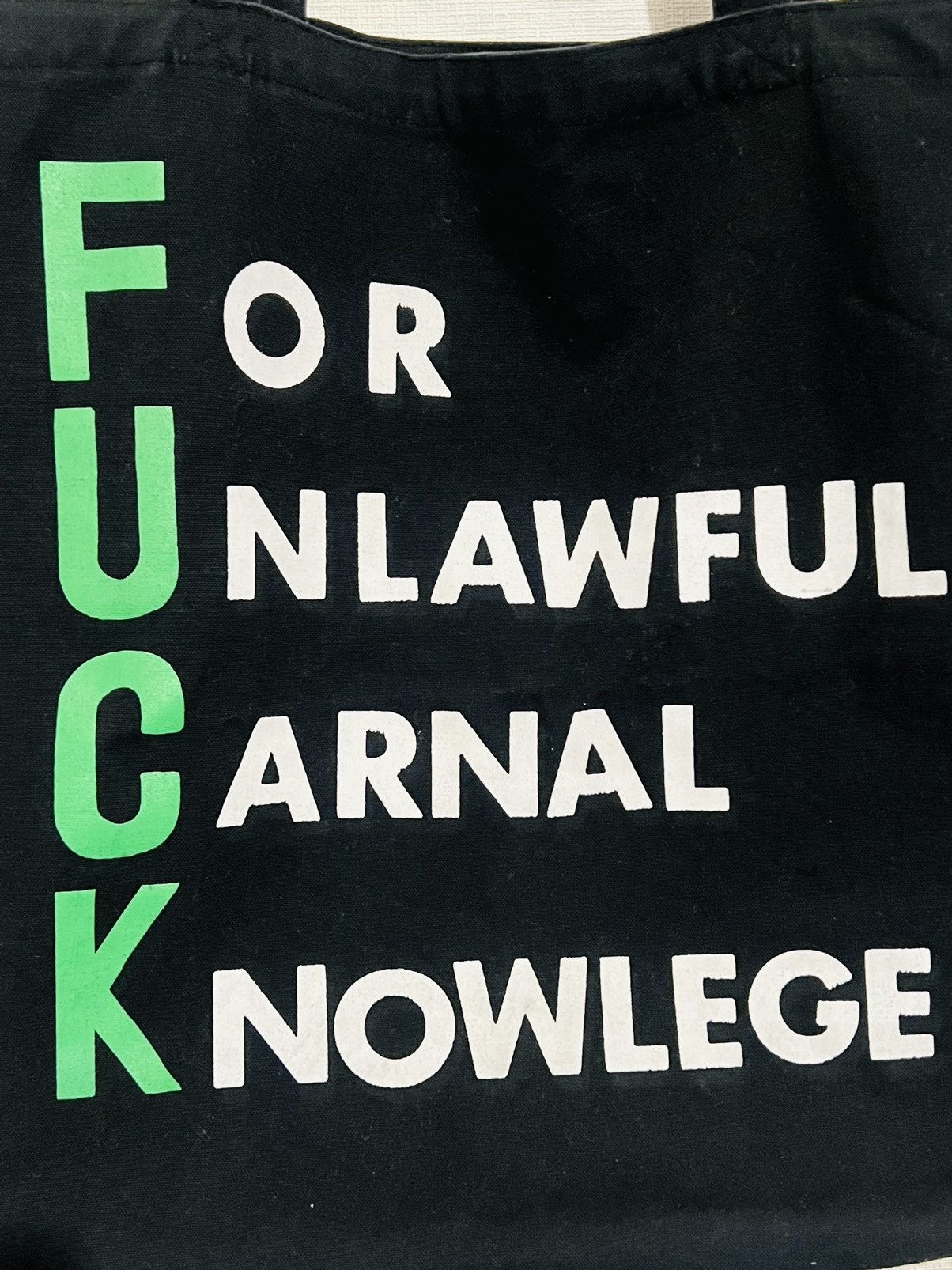 Undercover 🔥 F.U.C.K Tote Bag FOR UNLAWFUL CARNAL KNOWLEDGE fuck Size ONE SIZE - 3 Thumbnail