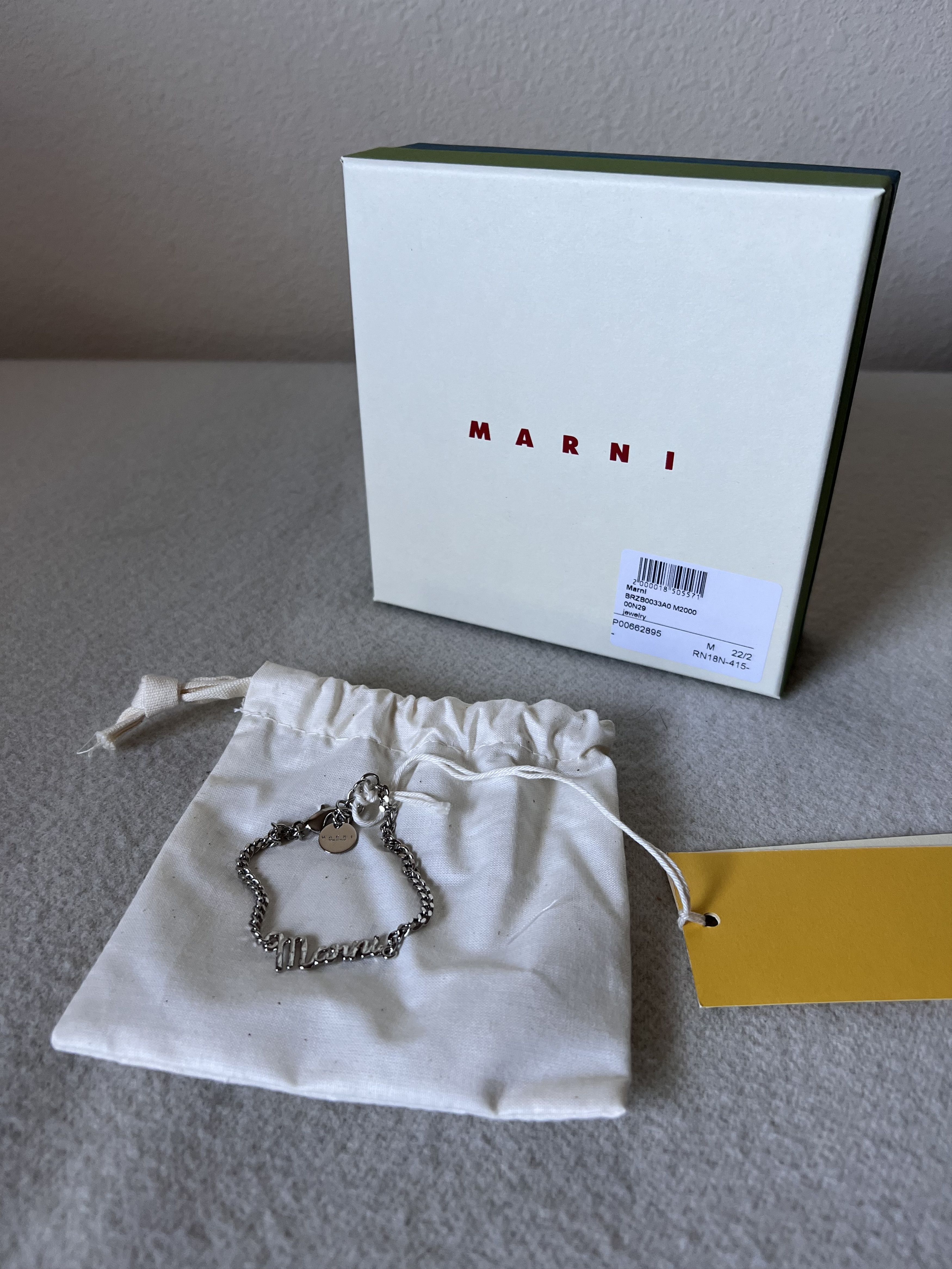 Marni Marni Silver Chainlink Logo Bracelet Size ONE SIZE - 2 Thumbnail