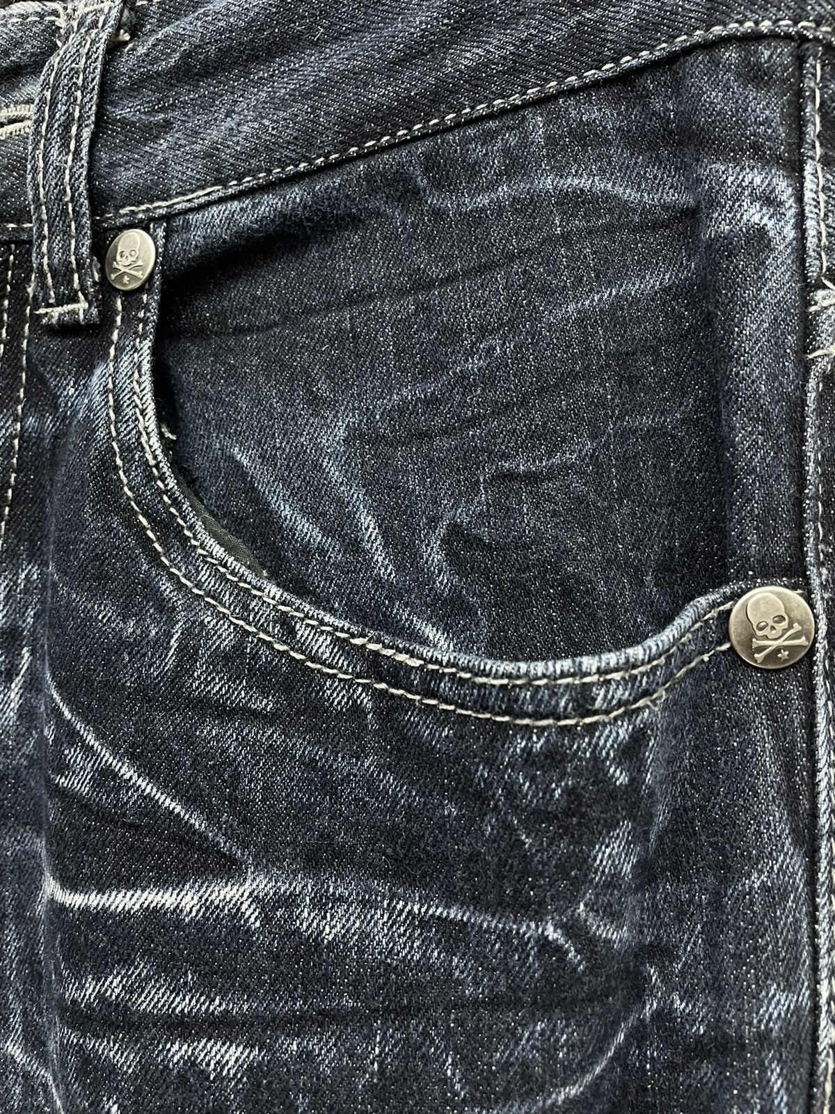 Japanese Brand WILD LIFE Punk Skull Button Angel Wings Denim Pants Size US 29 - 5 Thumbnail