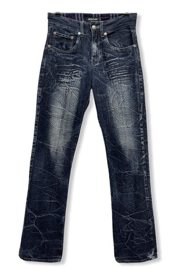 Japanese Brand WILD LIFE Punk Skull Button Angel Wings Denim Pants Size US 29 - 3 Thumbnail