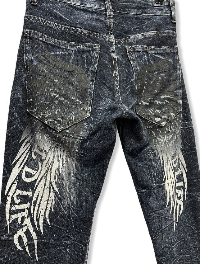 Japanese Brand WILD LIFE Punk Skull Button Angel Wings Denim Pants Size US 29 - 1 Thumbnail