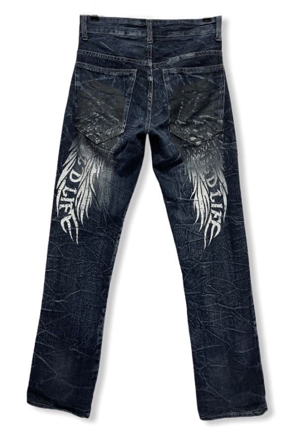 Japanese Brand WILD LIFE Punk Skull Button Angel Wings Denim Pants Size US 29 - 2 Thumbnail