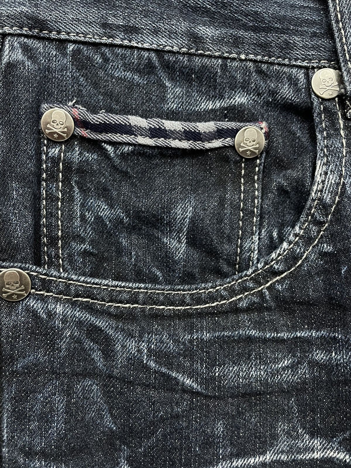 Japanese Brand WILD LIFE Punk Skull Button Angel Wings Denim Pants Size US 29 - 6 Thumbnail