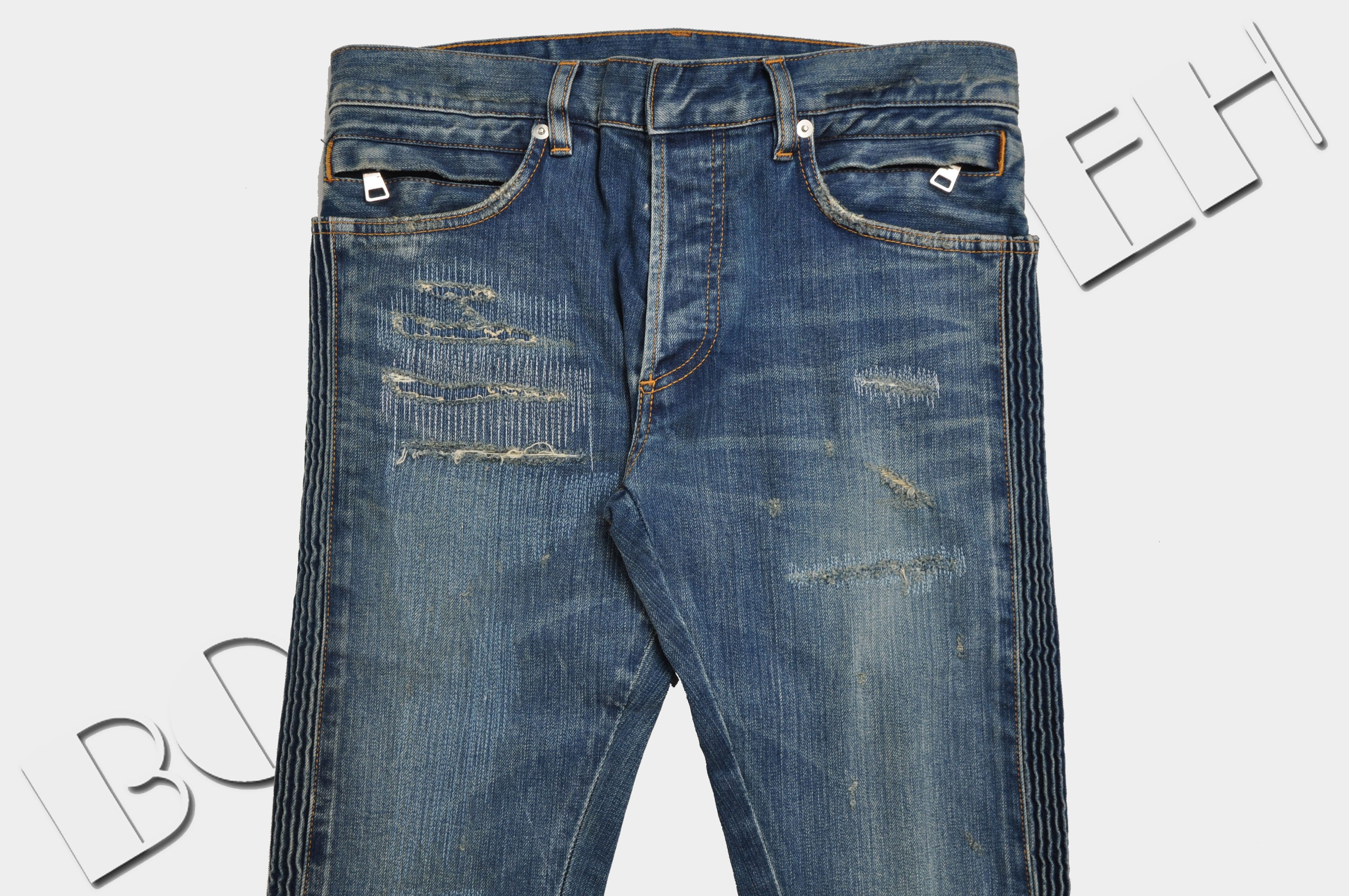 Balmain Distressed Slim Fit Skinny Blue Jeans Size US 28 / EU 44 - 3 Thumbnail