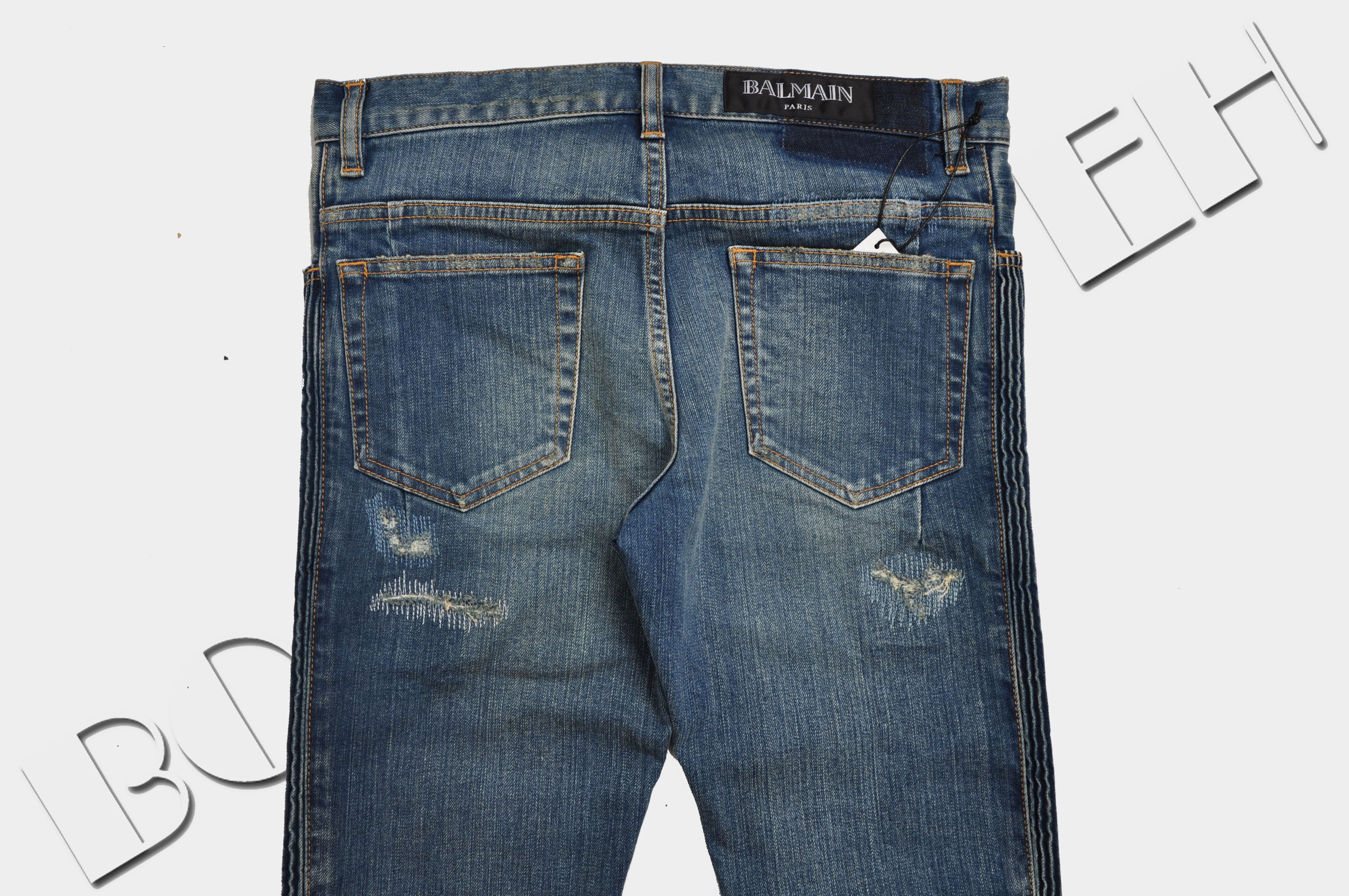 Balmain Distressed Slim Fit Skinny Blue Jeans Size US 28 / EU 44 - 4 Thumbnail