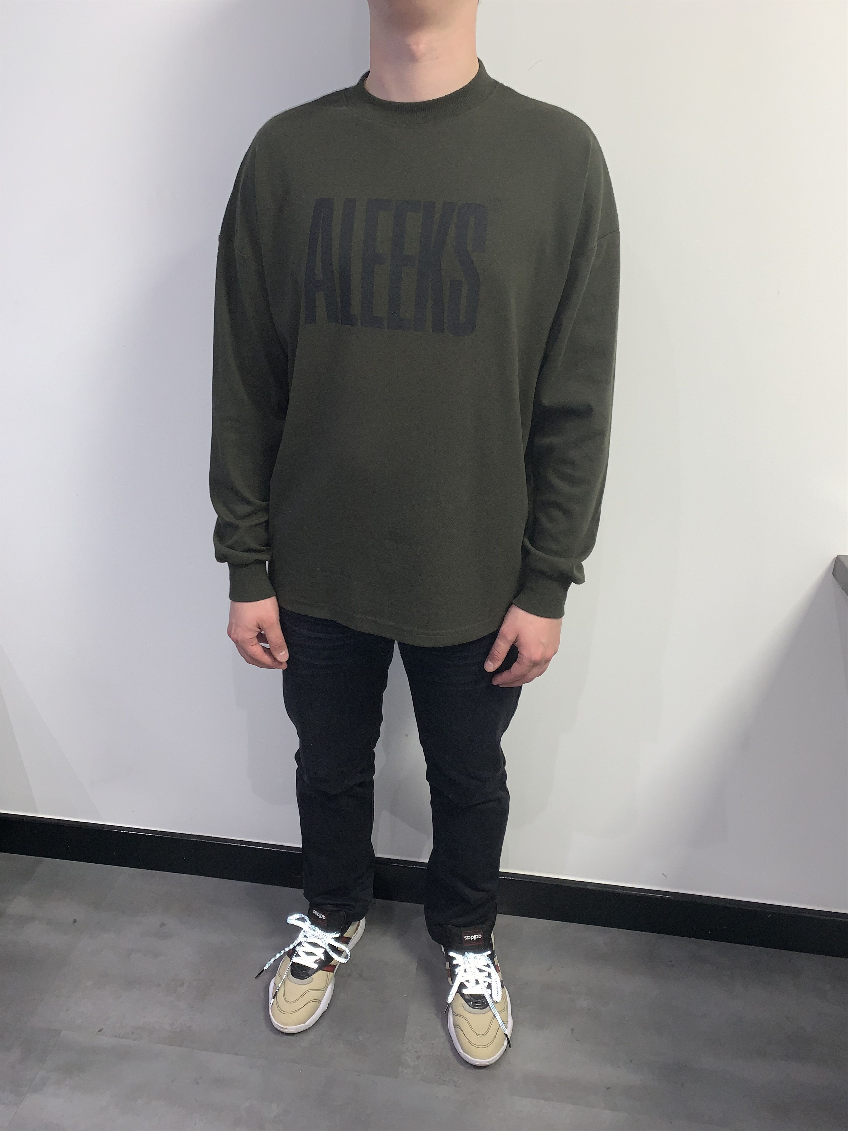 image of Ds! Alyx x Visual "aleeks" Logo Khaki Sweatshirt in Khaki Green, Men's (Size Large)