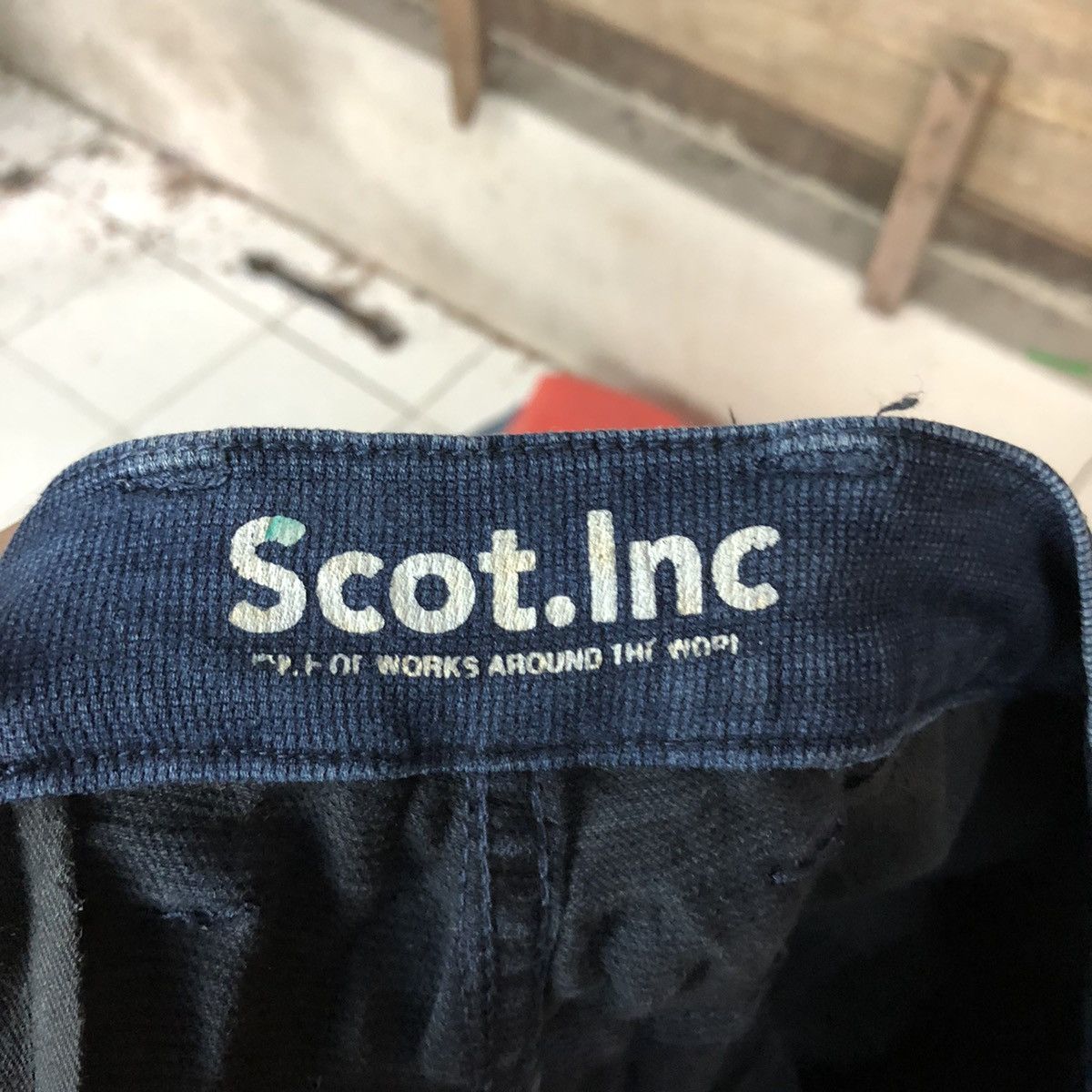 Japanese Brand Scot Inc Blue paint worn Distressed Denim cargo Pants #5085 Size US 29 - 17 Thumbnail