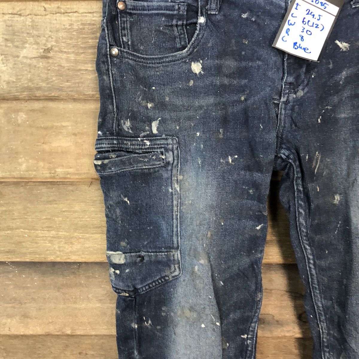 Japanese Brand Scot Inc Blue paint worn Distressed Denim cargo Pants #5085 Size US 29 - 6 Thumbnail