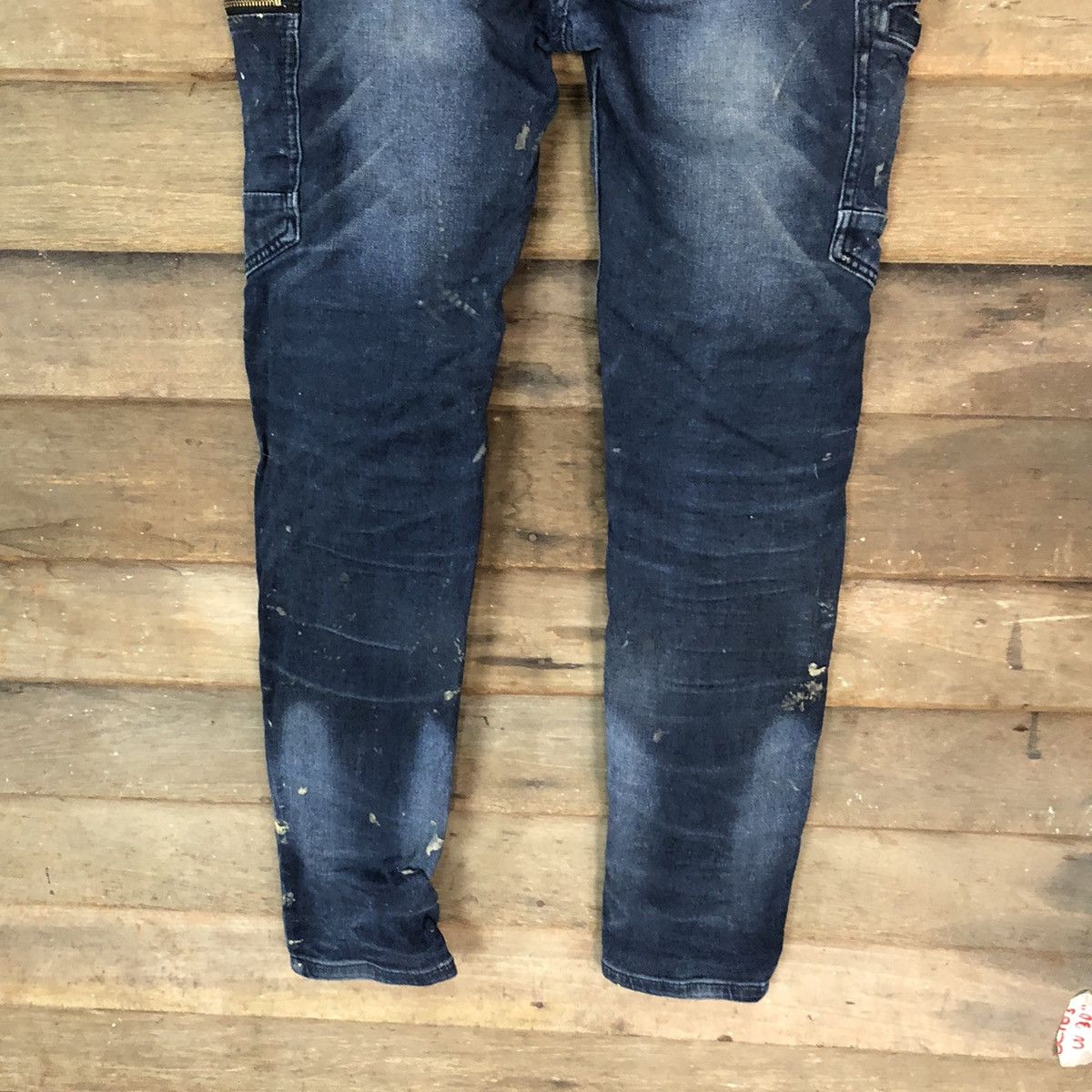 Japanese Brand Scot Inc Blue paint worn Distressed Denim cargo Pants #5085 Size US 29 - 14 Thumbnail